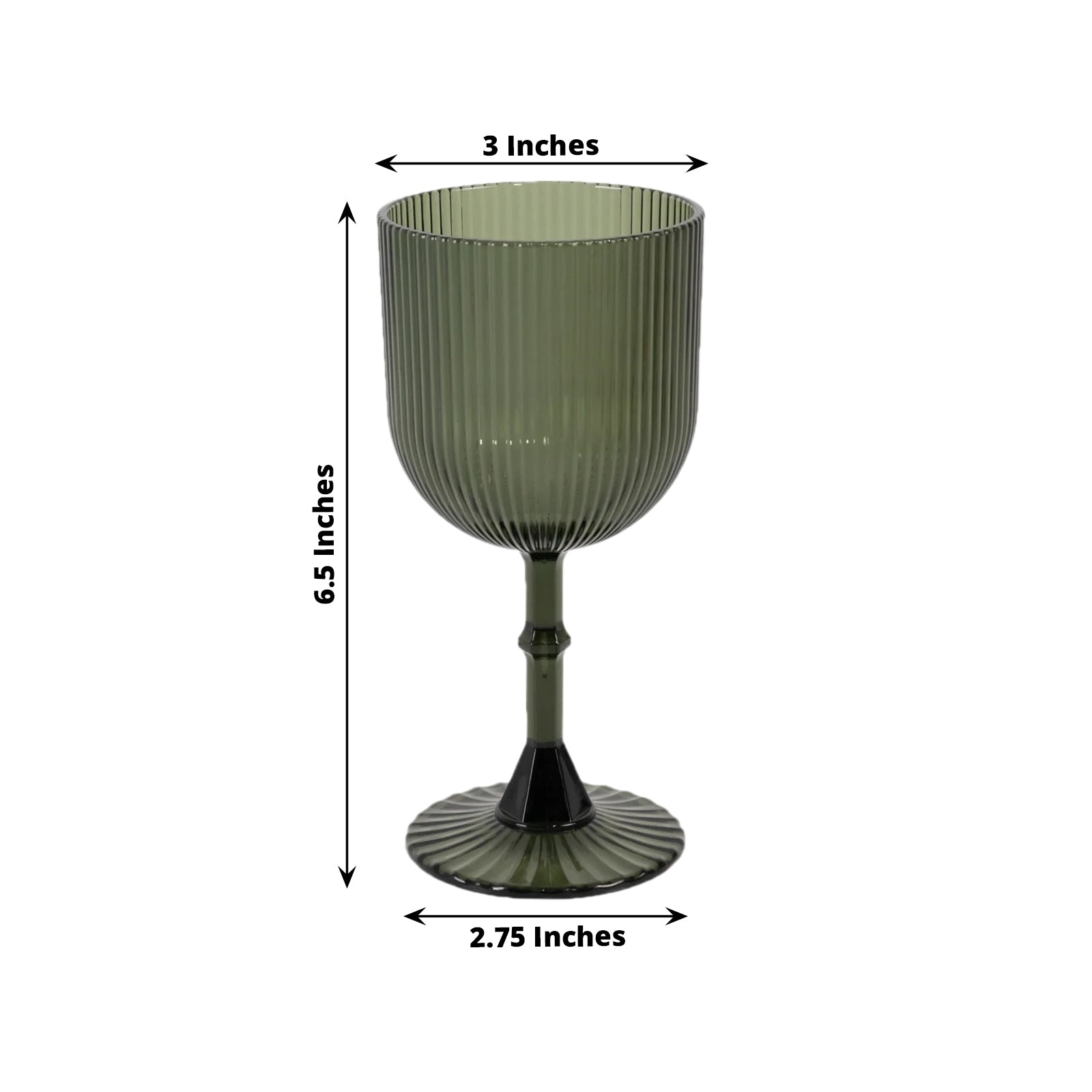 12-Pack Plastic Goblets Hunter Emerald Green Vintage Ribbed Pattern - Reusable Shatterproof Glassware 9oz