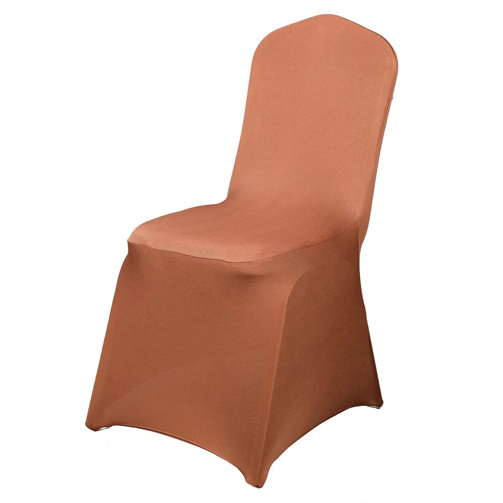 10 Pack Spandex Chair Covers for Banquet Chairs Terracotta (Rust) - Durable Reusable Stretch Slip-On Covers