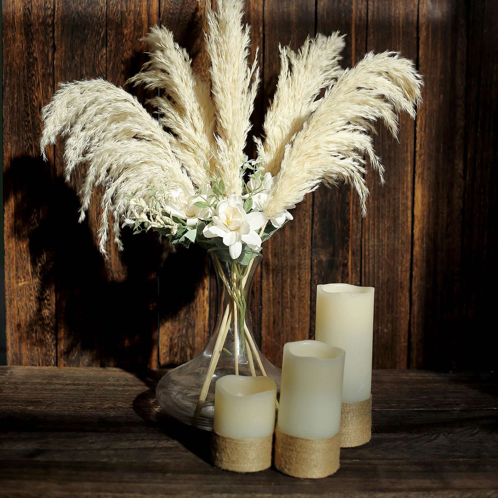 6 Stems Natural Dried Pampas Grass Decor Wheat Tint - Versatile Plant Sprays for Boho Chic Vase Displays Backdrops & Event Styling 32