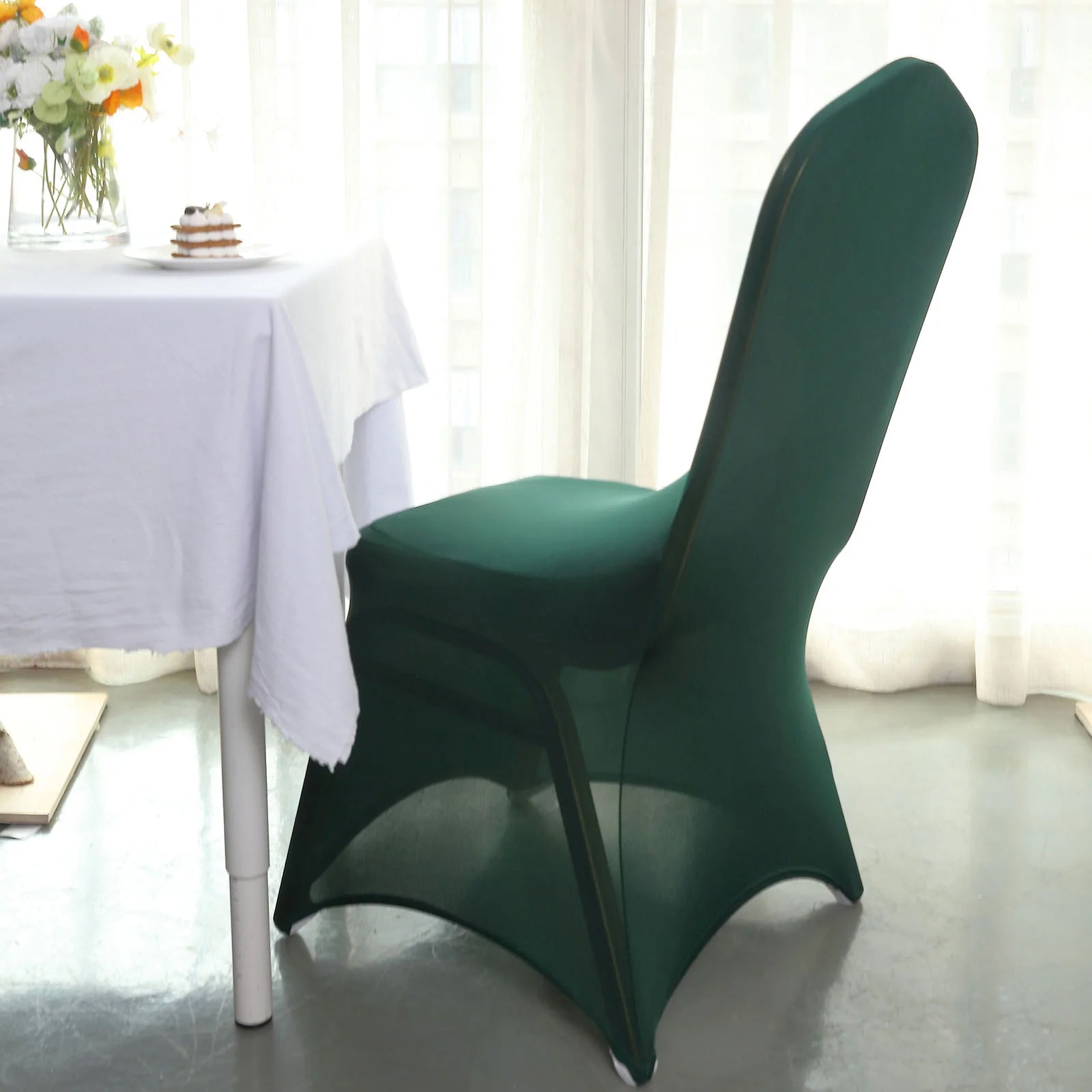 10 Pack Spandex Chair Covers for Banquet Chairs Hunter Emerald Green - Durable Reusable Stretch Slip-On Covers