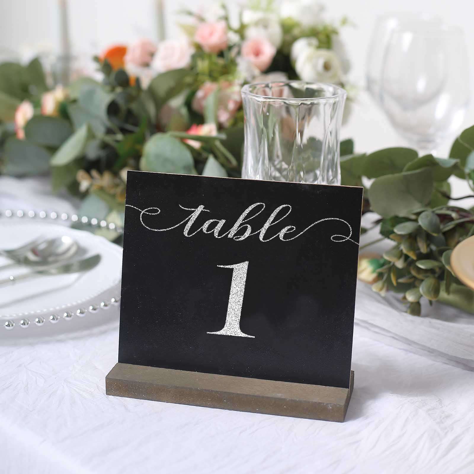 6-Pack Mini Table Chalkboard Signs Rustic Wood Base Stands - Perfect for Weddings and Parties 6