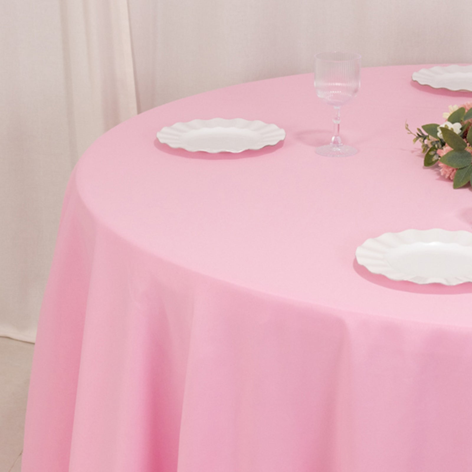 Premium Polyester 120 Round Tablecloth Pink - Seamless 220GSM Wrinkle-Resistant Table Cover