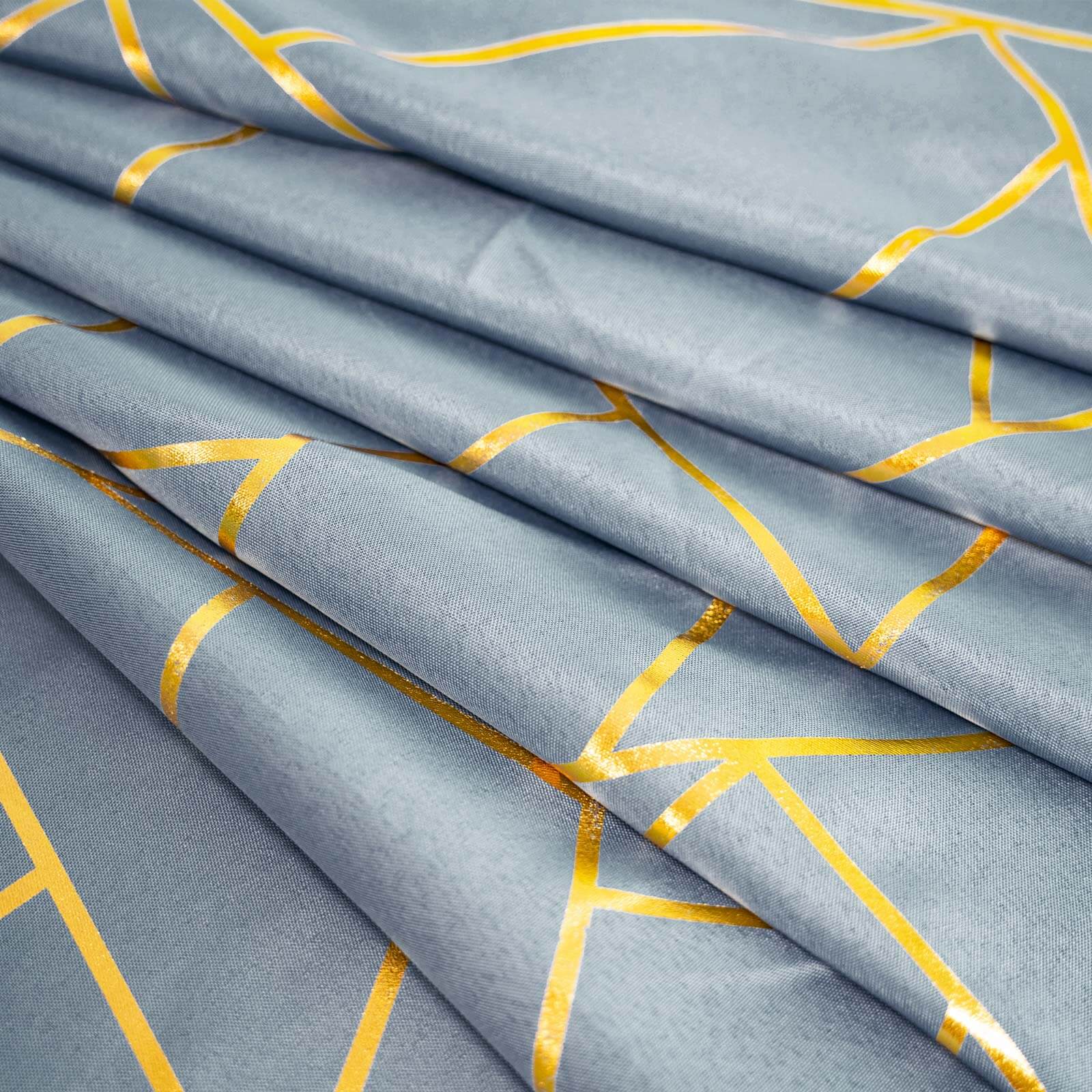Polyester 120 Round Tablecloth Dusty with Gold Foil Geometric Pattern Wrinkle-Resistant Seamless Table Cover