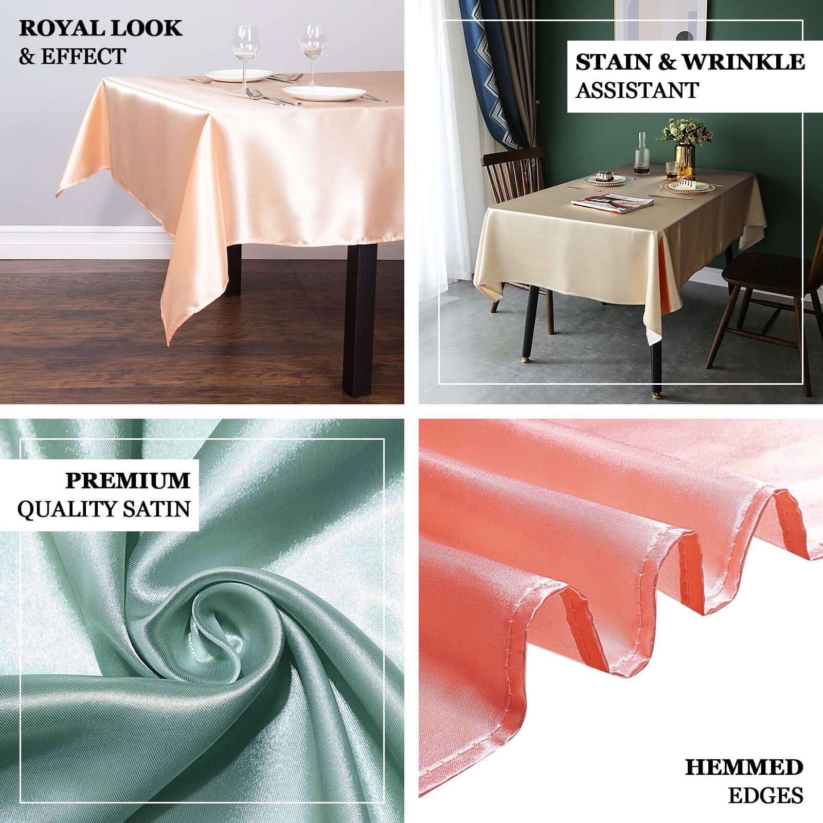 Satin Rectangular 60x126 Tablecloth Nude - Smooth and Lustrous Table Cover