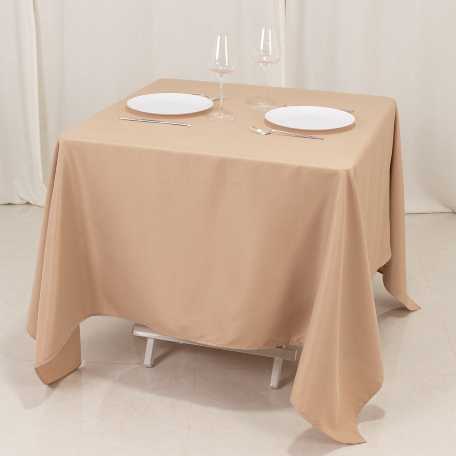 Premium Polyester Square Tablecloth 70x70 Nude 220GSM Wrinkle-Resistant Table Cover