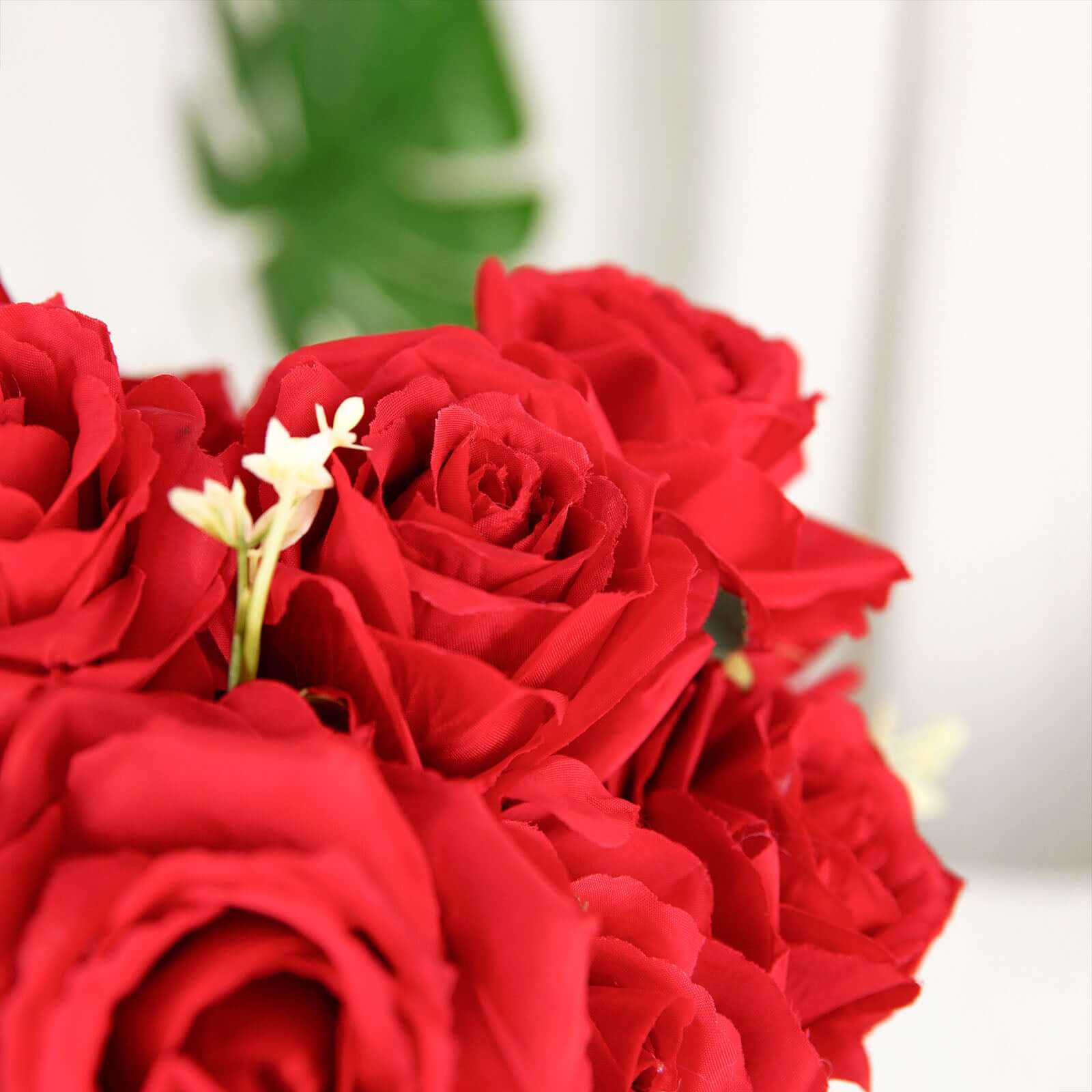 2 Bushes 18 Real Touch Red Artificial Rose Flower Bouquet, Silk Long Stem Flower Arrangements