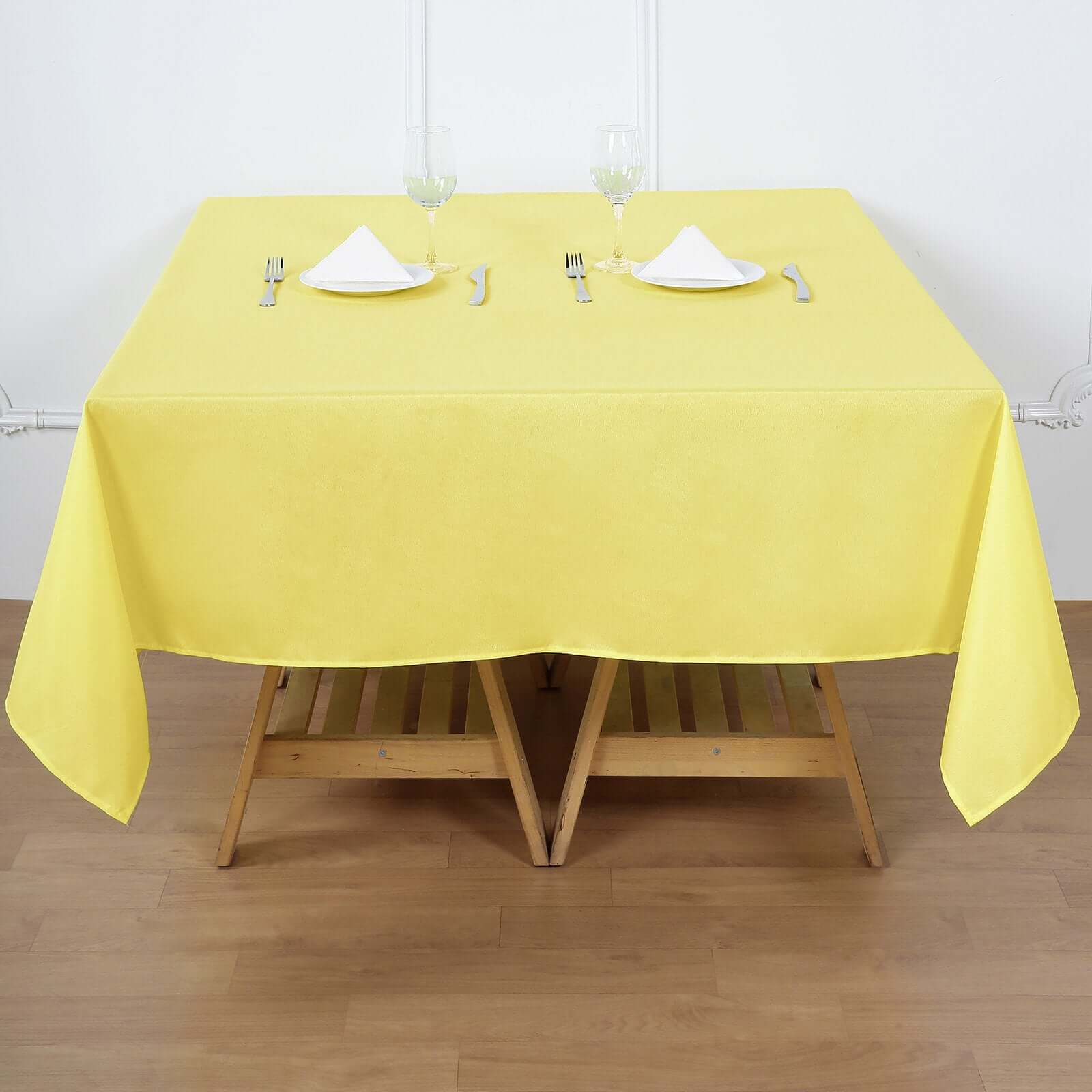 Polyester Square 70x70 Tablecloth Yellow - Wrinkle-Resistant & Durable Table Cover