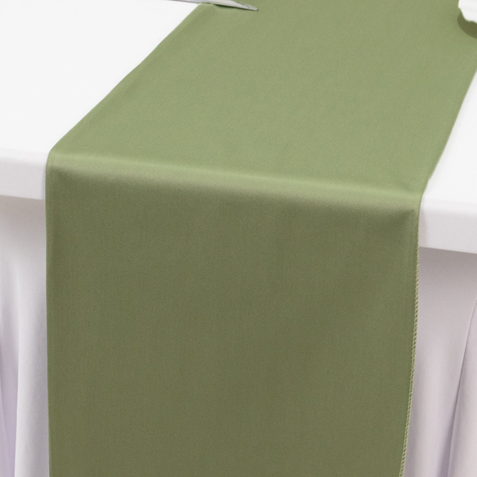 Premium Scuba Polyester 12x108 Table Runner Dusty Sage Green - Wrinkle-Free Table Linen