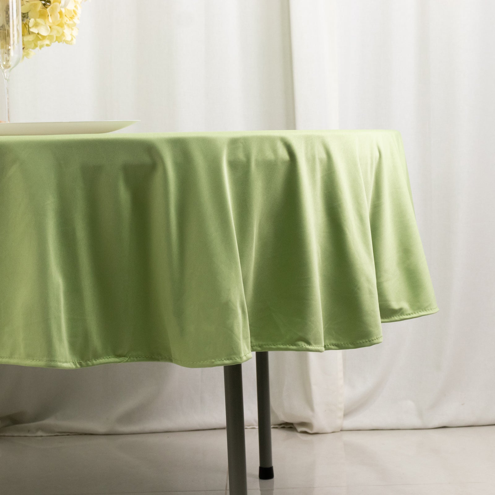 Premium Scuba Round 90 Tablecloth Sage Green - Wrinkle Free & Stain Resistant Table Cover