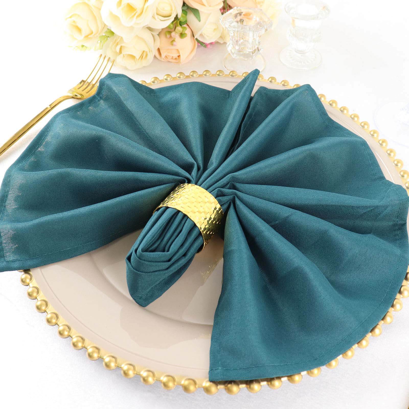 5 Pack Polyester 20x20 Napkins Peacock Teal - Wrinkle Resistant & Easy Care Cloth Napkins