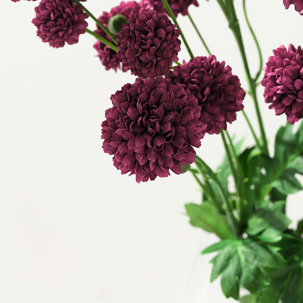 2 Bushes | 33 Burgundy Artificial Chrysanthemum Mum Flower Bouquets