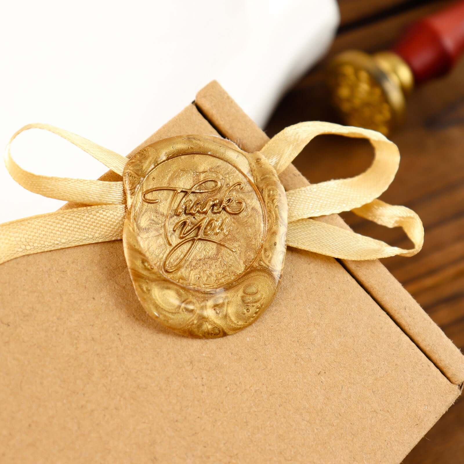 2 Set Wax Seal Stamp Kit Party Favors, Gold Silver With Love and Thank You Wax Stamp, Wedding Invitation Envelope Letters Mailing Crafts Set