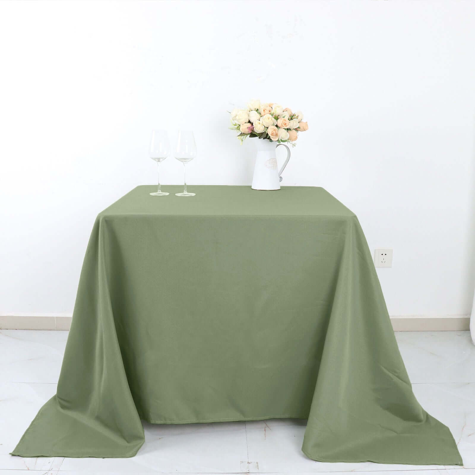 Polyester Square 90x90 Tablecloth Dusty Sage Green - Wrinkle-Resistant & Durable Table Cover