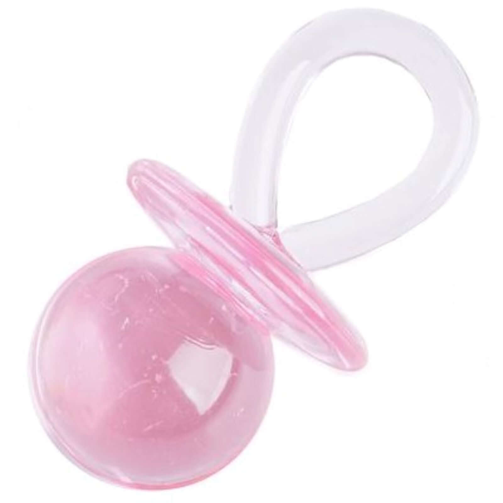 12 Pack Large Pink Decorative Baby Pacifiers, Baby Shower Favors