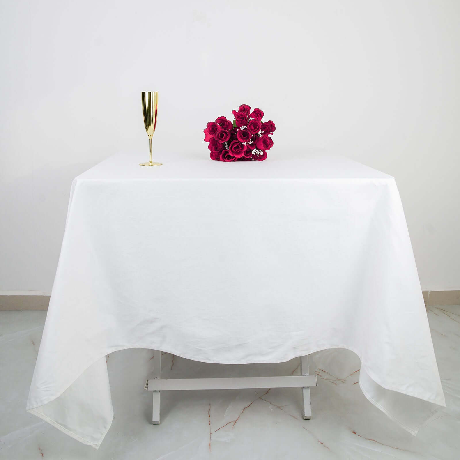 100% Cotton 70x70 Square Tablecloth White Linen - Sophisticated, Soft & Breathable Fabric Table Cover
