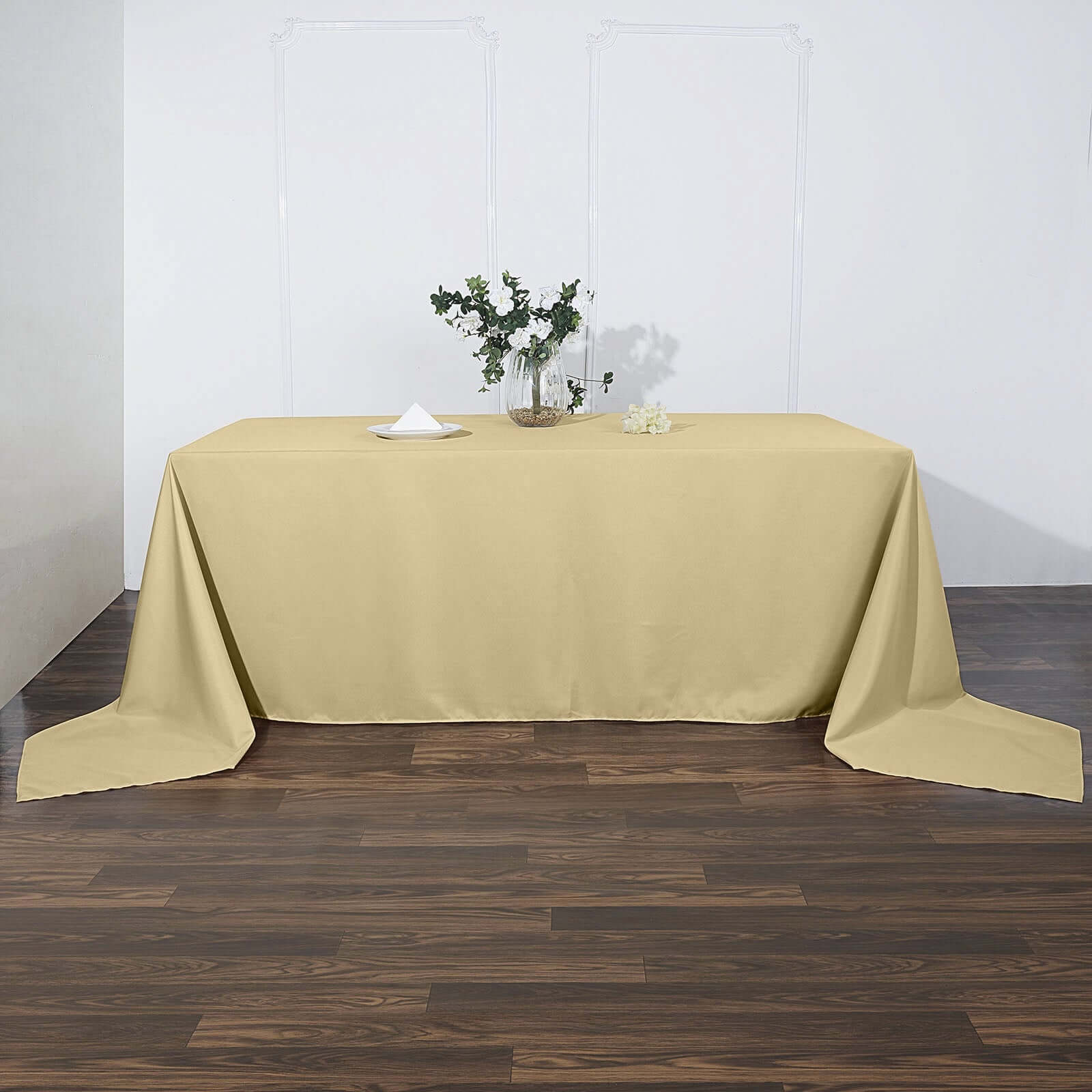 Polyester 90x156 Rectangle Tablecloth Champagne - Seamless Wrinkle-Resistant Table Cover