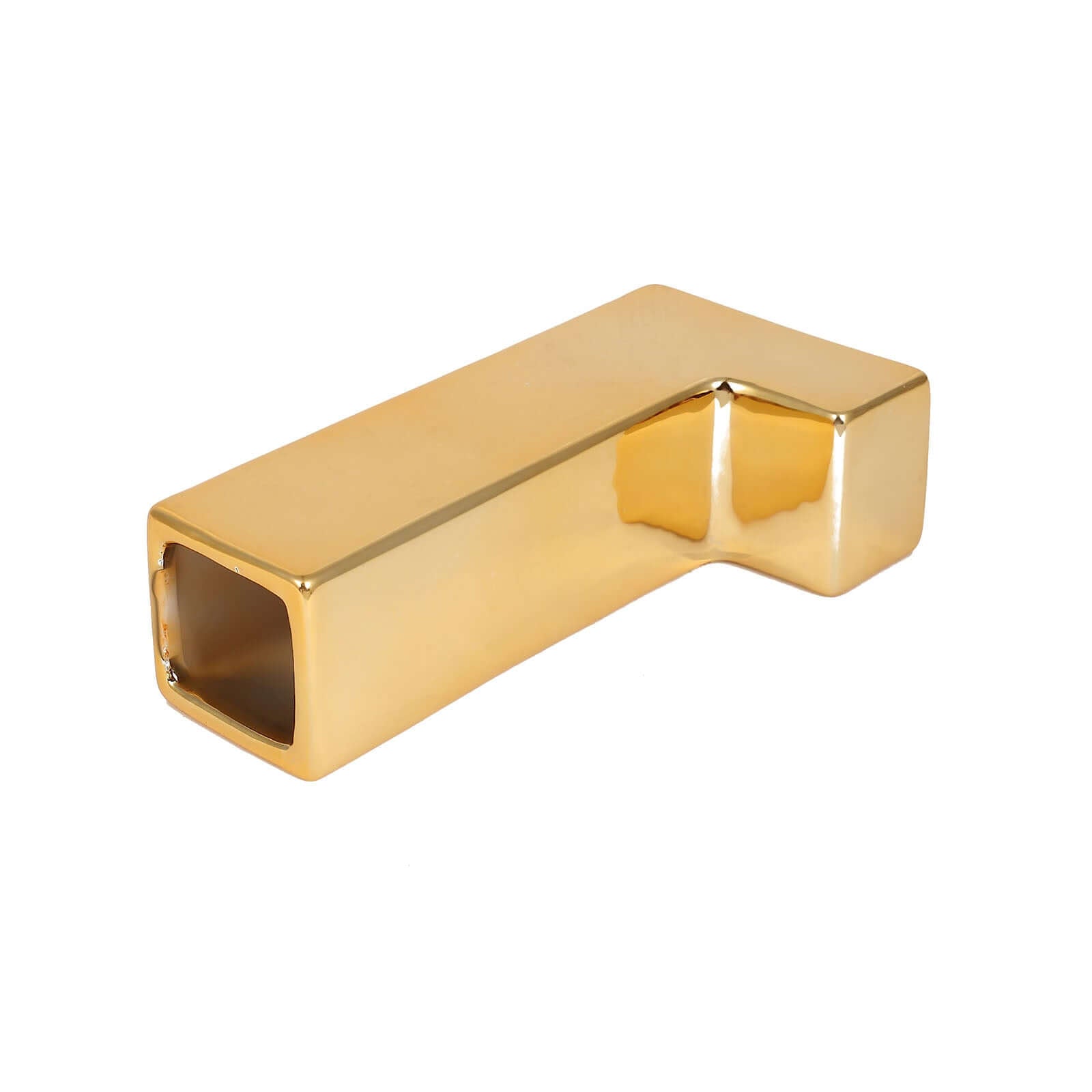 Shiny Ceramic Vase Letter L Gold Plated - Chic Bud Planter Pot for Events & Decor 6