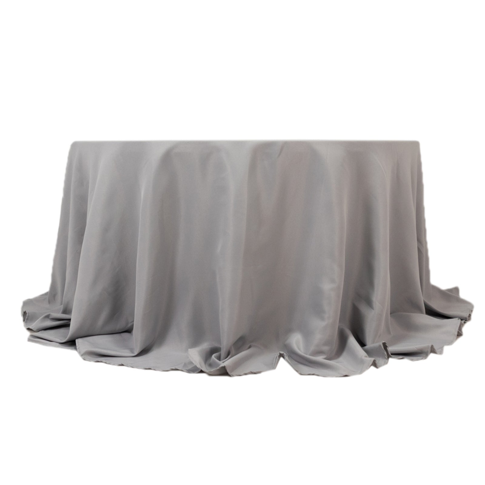 Premium Polyester 132 Round Tablecloth Silver - Seamless 220GSM Wrinkle-Resistant Table Cover