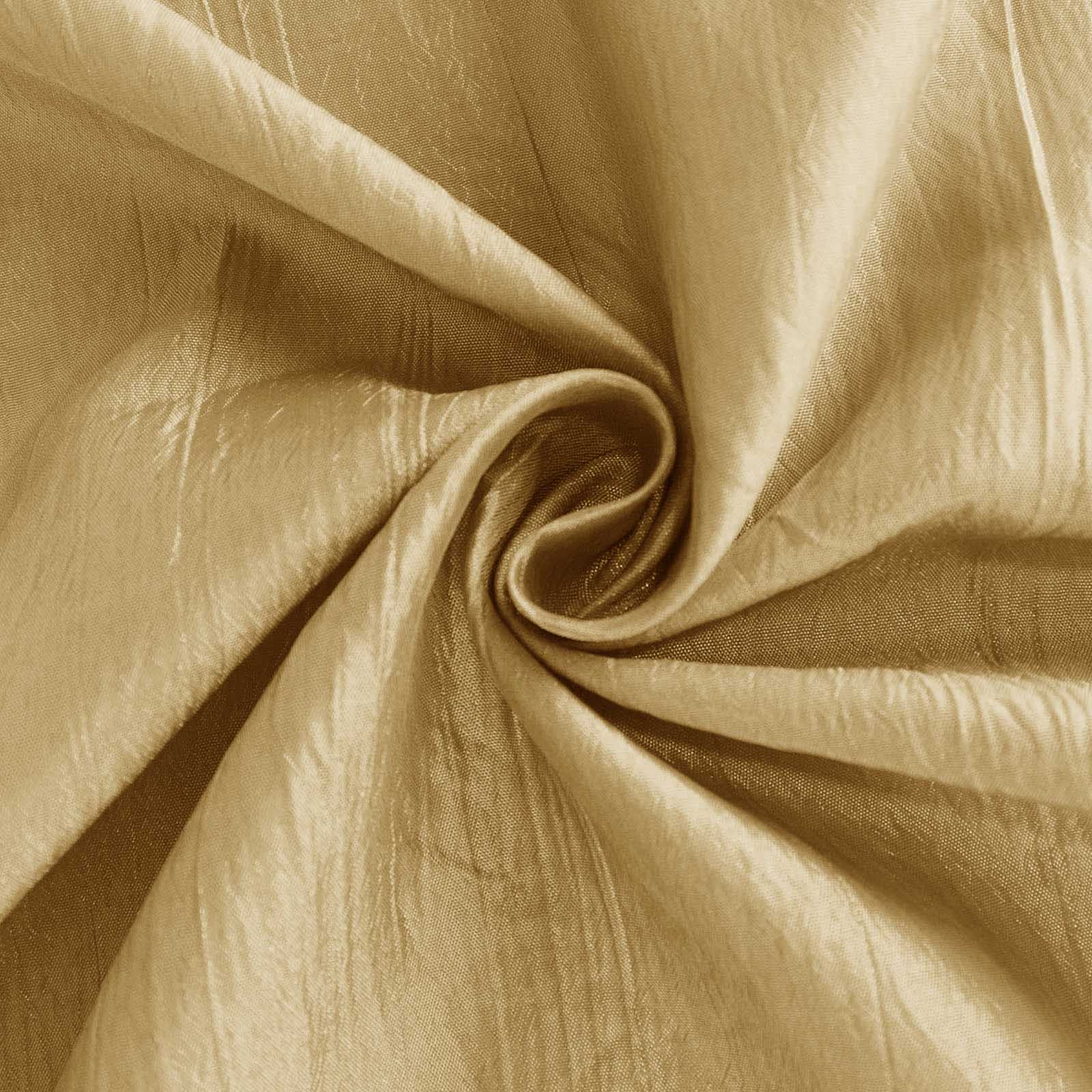 Taffeta 132 Round Tablecloth Gold - Seamless Accordion Crinkle Design for Exquisite Occasions