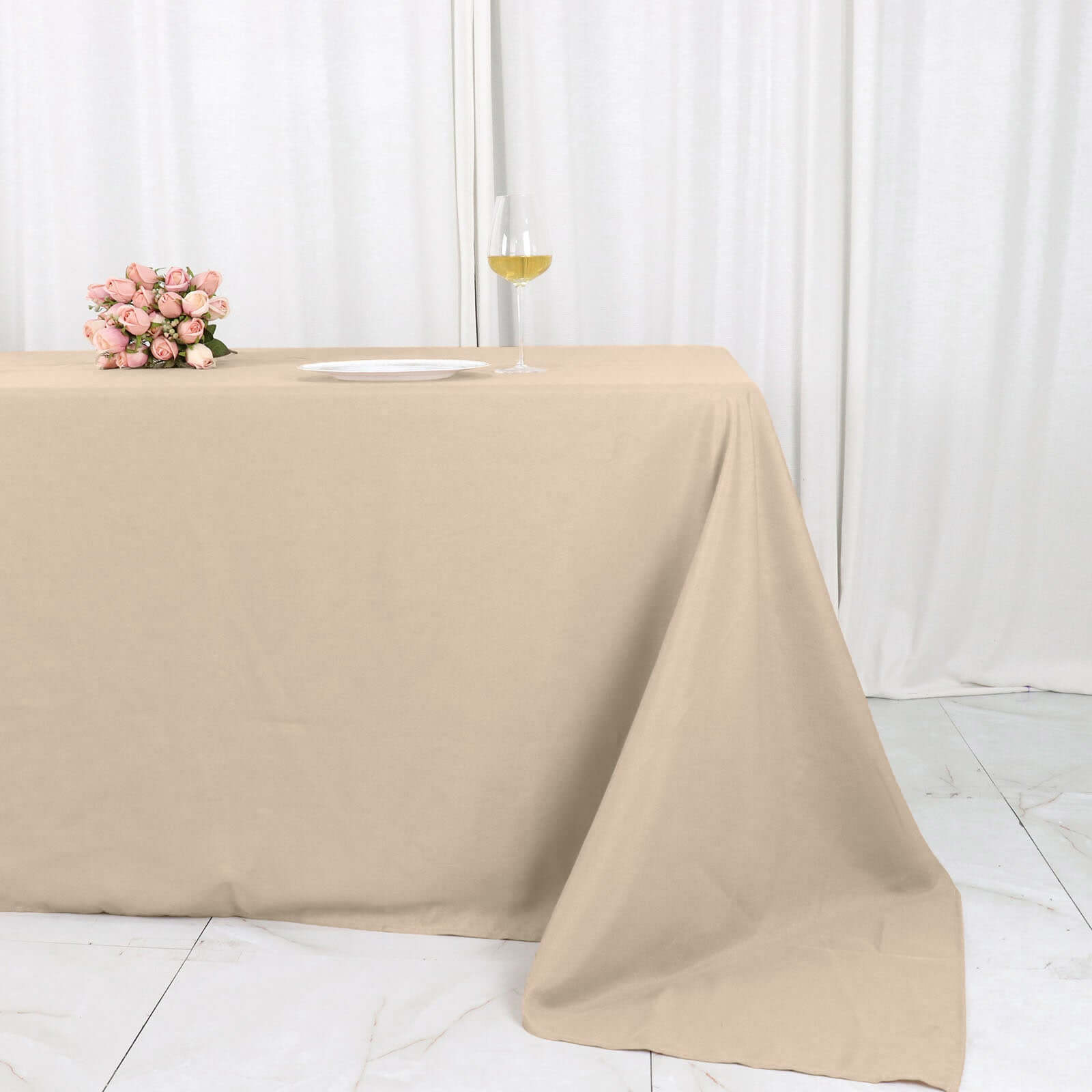 Polyester 90x132 Rectangle Tablecloth Nude - Seamless Wrinkle-Resistant Table Cover