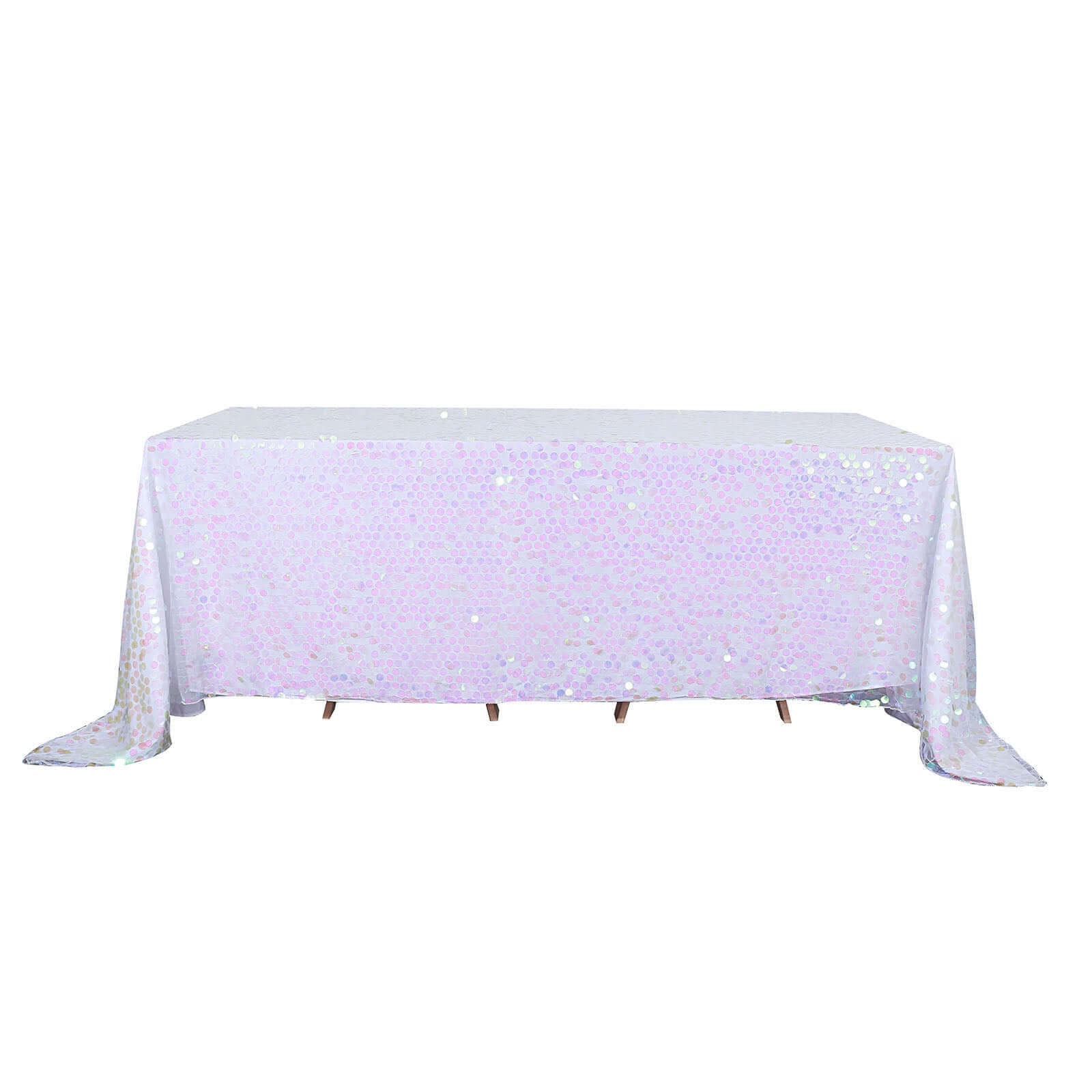 Sequin 90x132 Rectangle Tablecloth Iridescent - Seamless Big Payette Table Cover