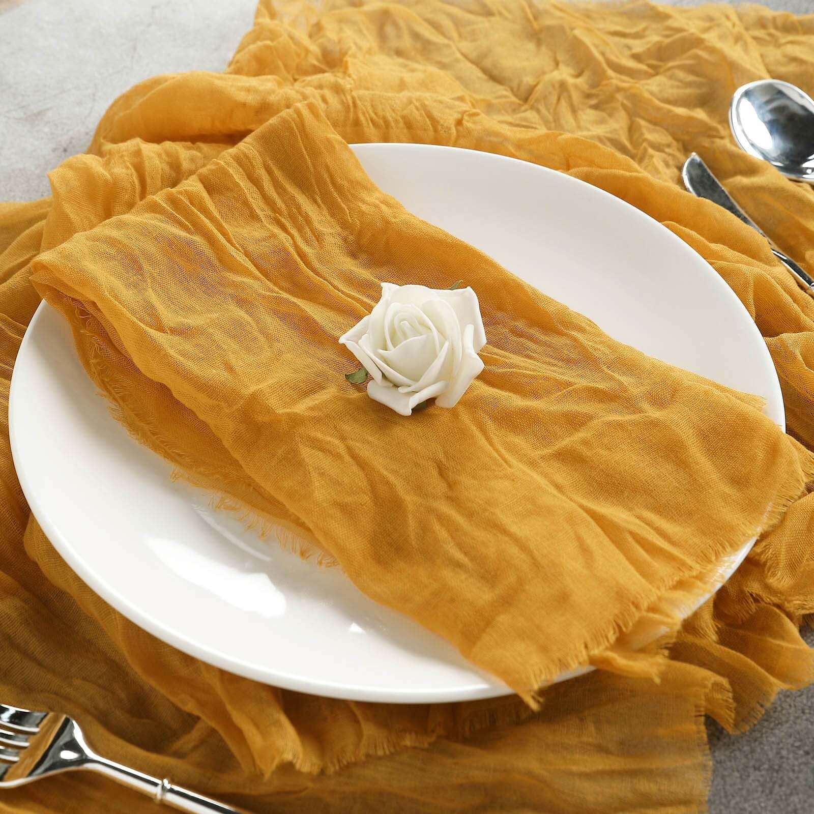 5 Pack Gauze Cheesecloth 24x19 Napkins Mustard Yellow Reusable Dinner Napkins