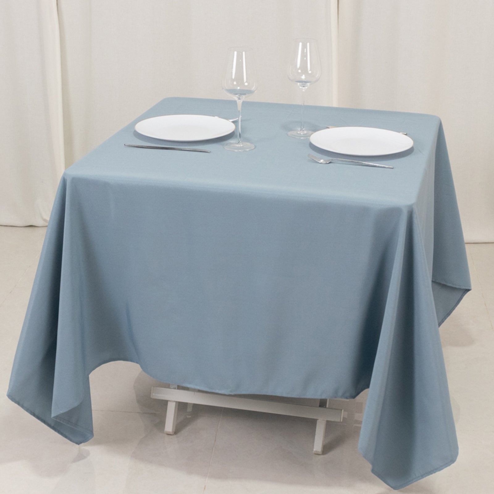 Premium Polyester Square Tablecloth 70x70 Dusty Blue 220GSM Wrinkle-Resistant Table Cover