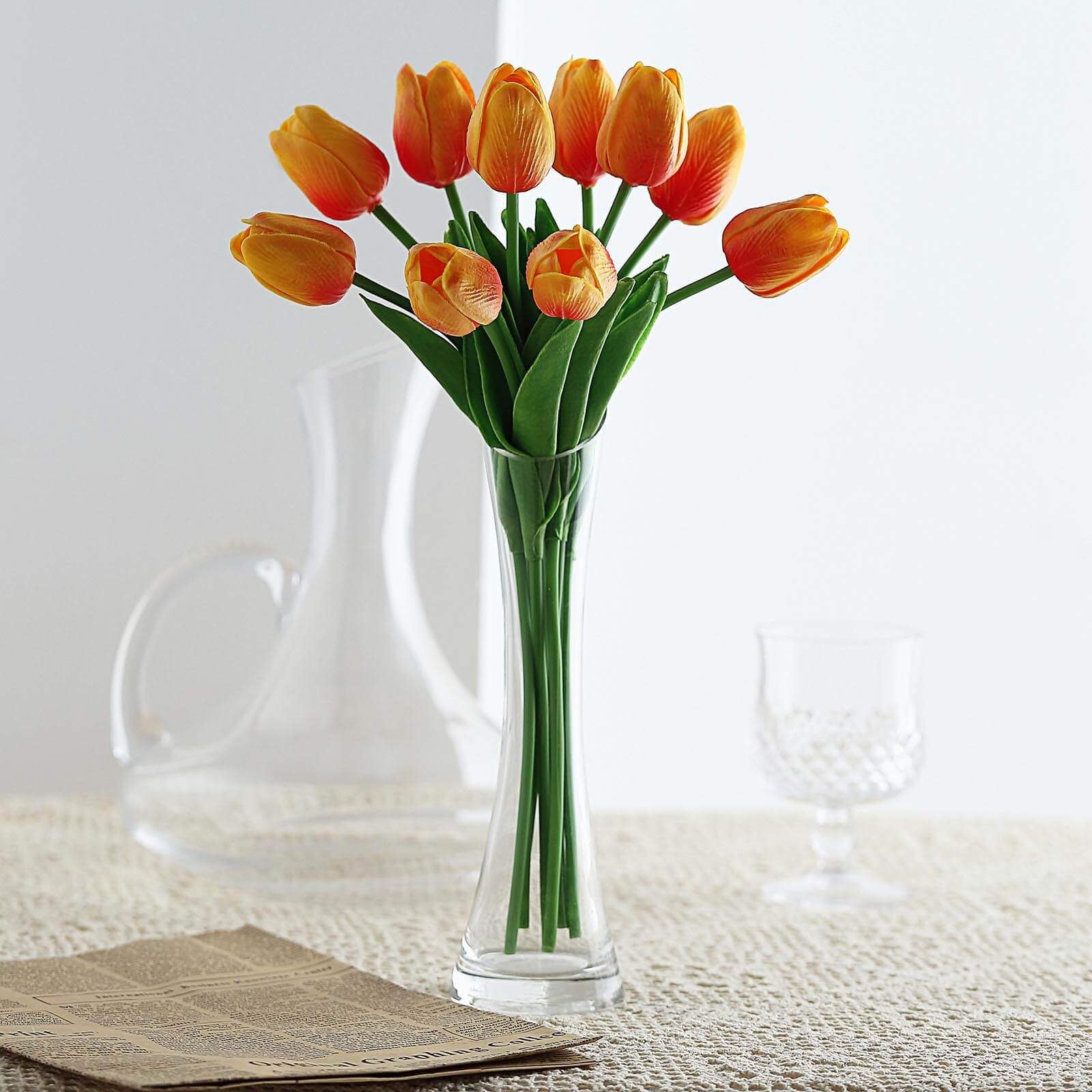 10 Stems 13 Orange Real Touch Artificial Foam Tulip Flower Bouquets