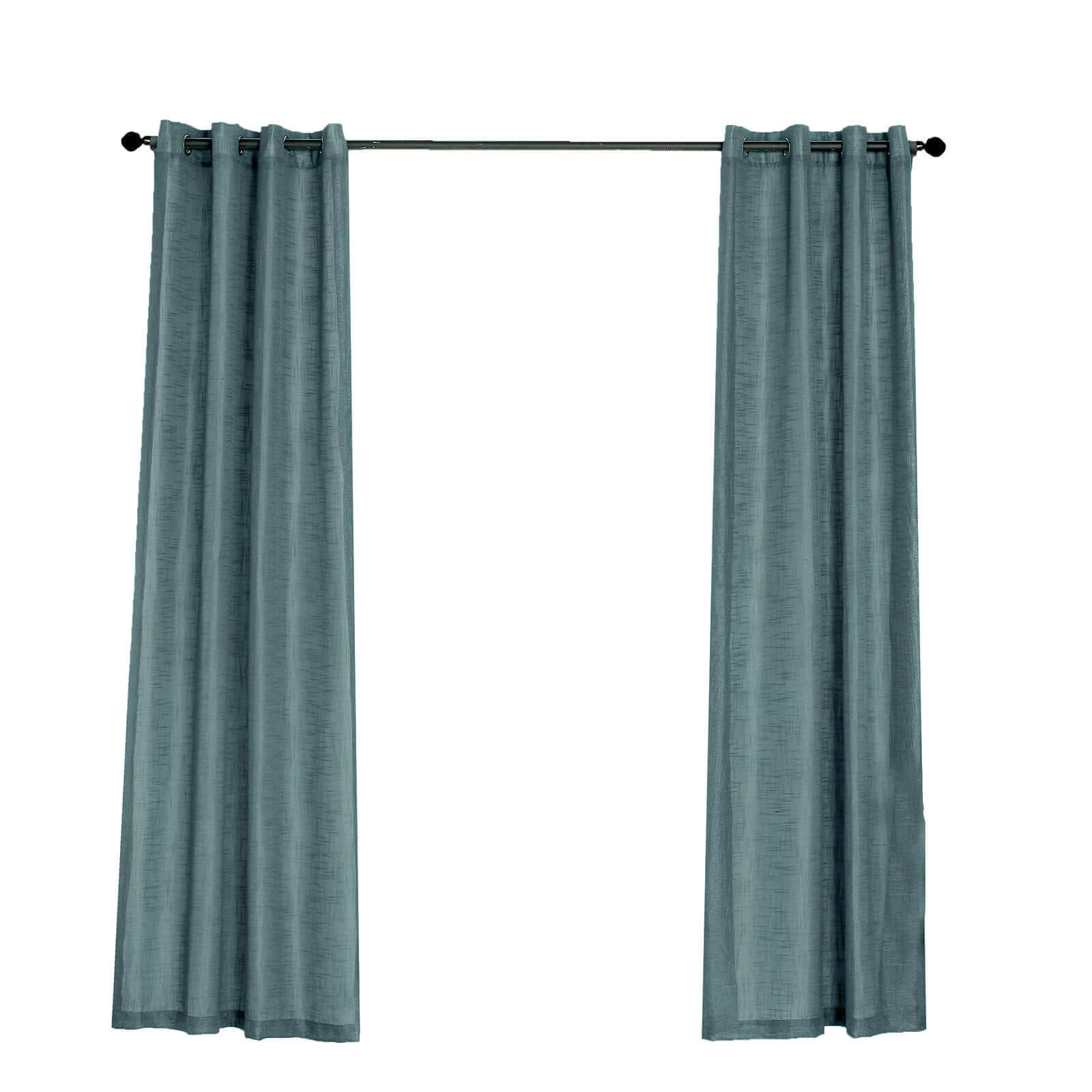 2 Pack Handmade Light Blue Faux Linen Curtains 52x108, Curtain Panels With Chrome Grommets