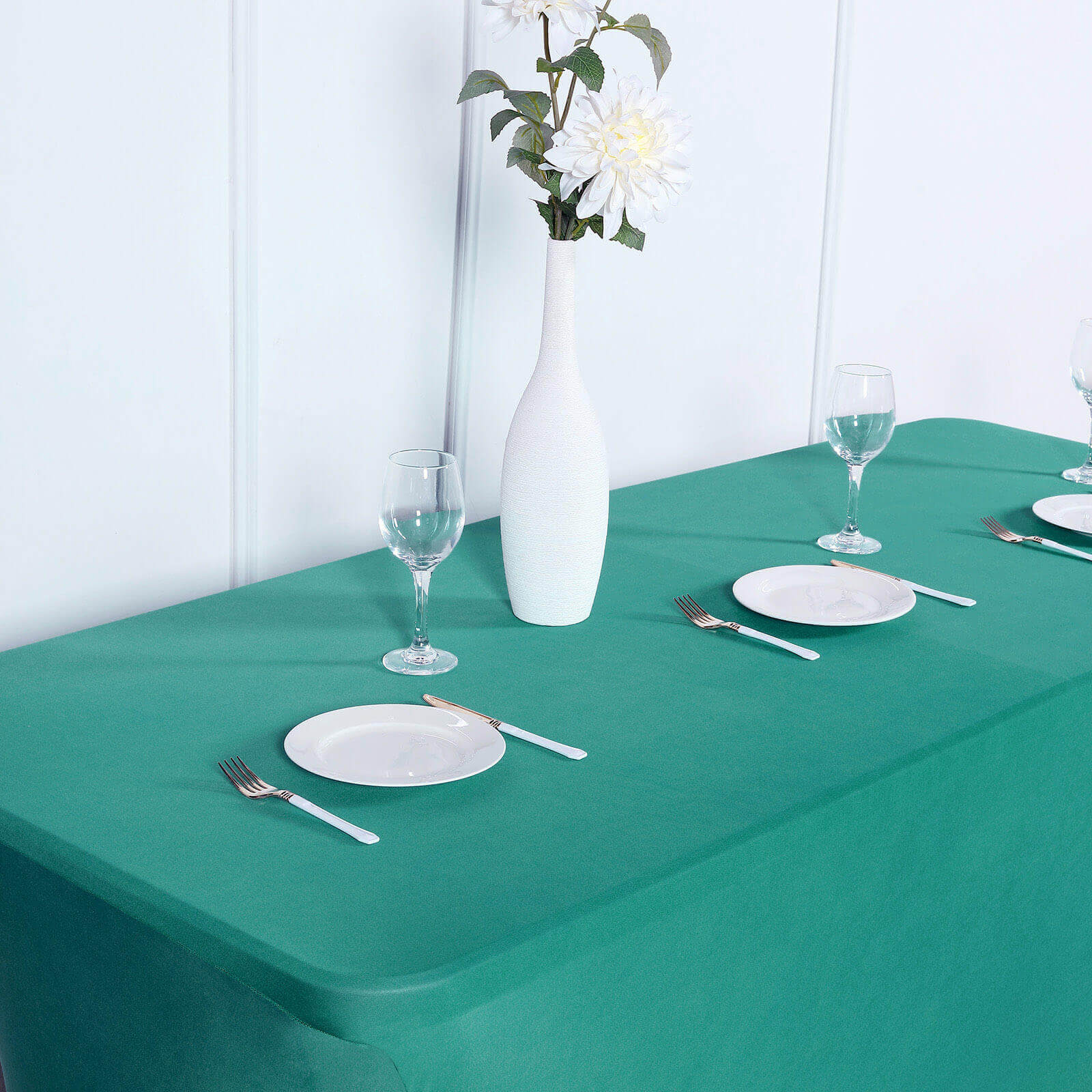 Stretch Spandex 6ft Rectangle Tablecloth Peacock Teal - Durable Form-Fitting Table Cover