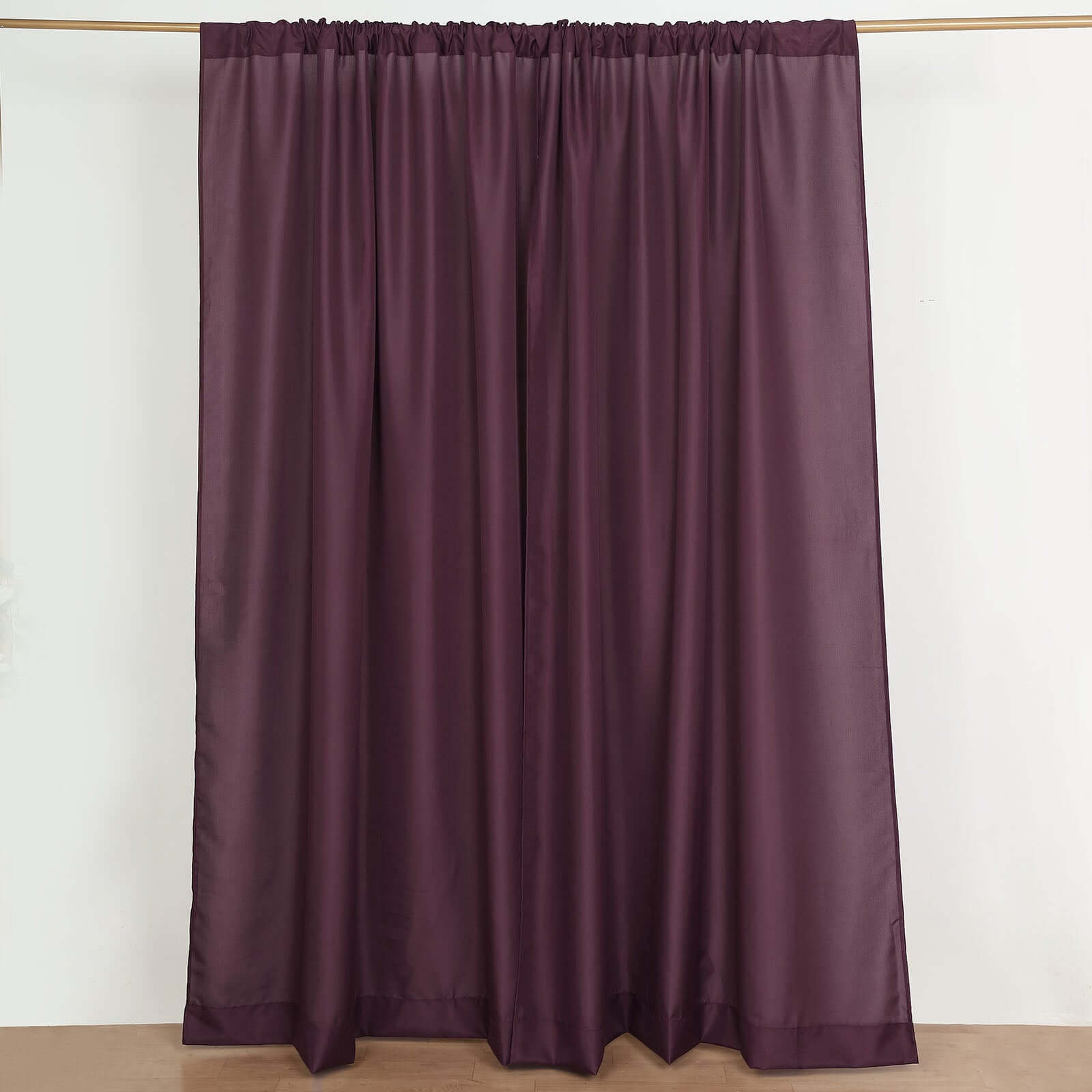 2 Pack Eggplant Polyester Event Curtain Drapes, 10ftx8ft Backdrop Event Panels With Rod Pockets 130 GSM