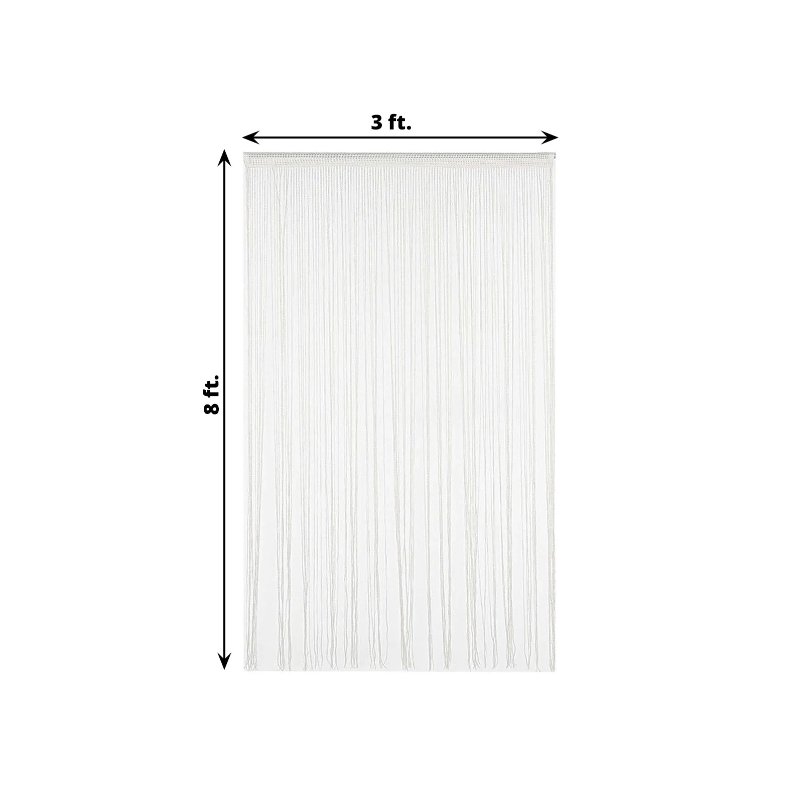 3ftx8ft White Silver Silk Tassel String Curtains, Decorative Room Divider Panels
