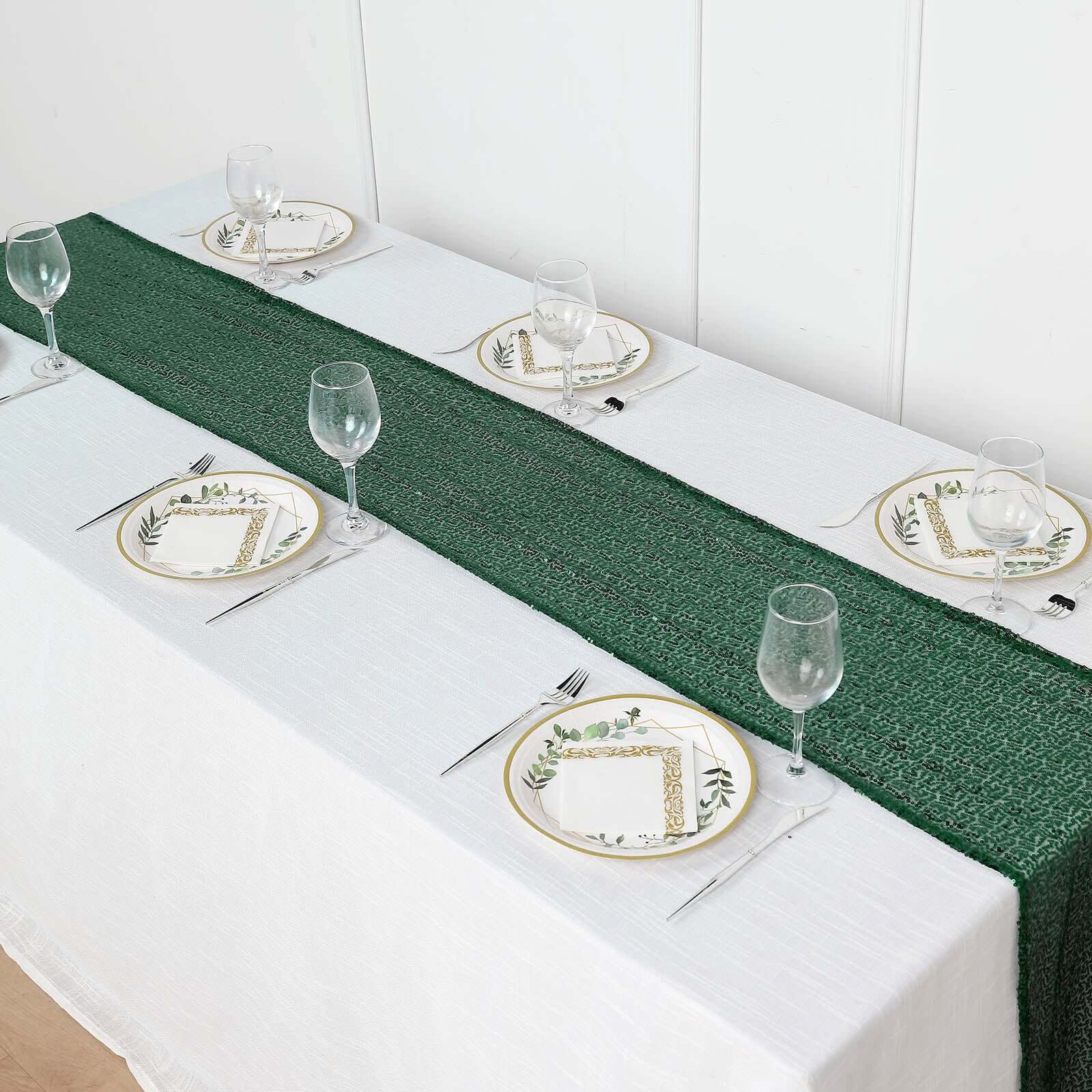 Sequin 12x108 Table Runner Hunter Emerald Green - Glittering Design