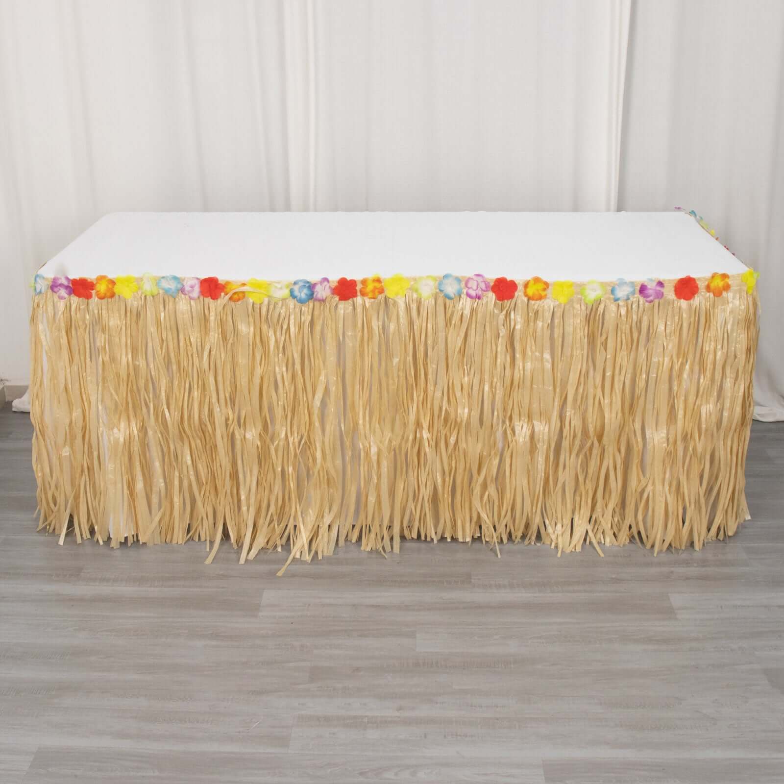 Raffia Grass Table Skirt Natural - Rustic Skirt for Hawaiian Party Decor 9ft