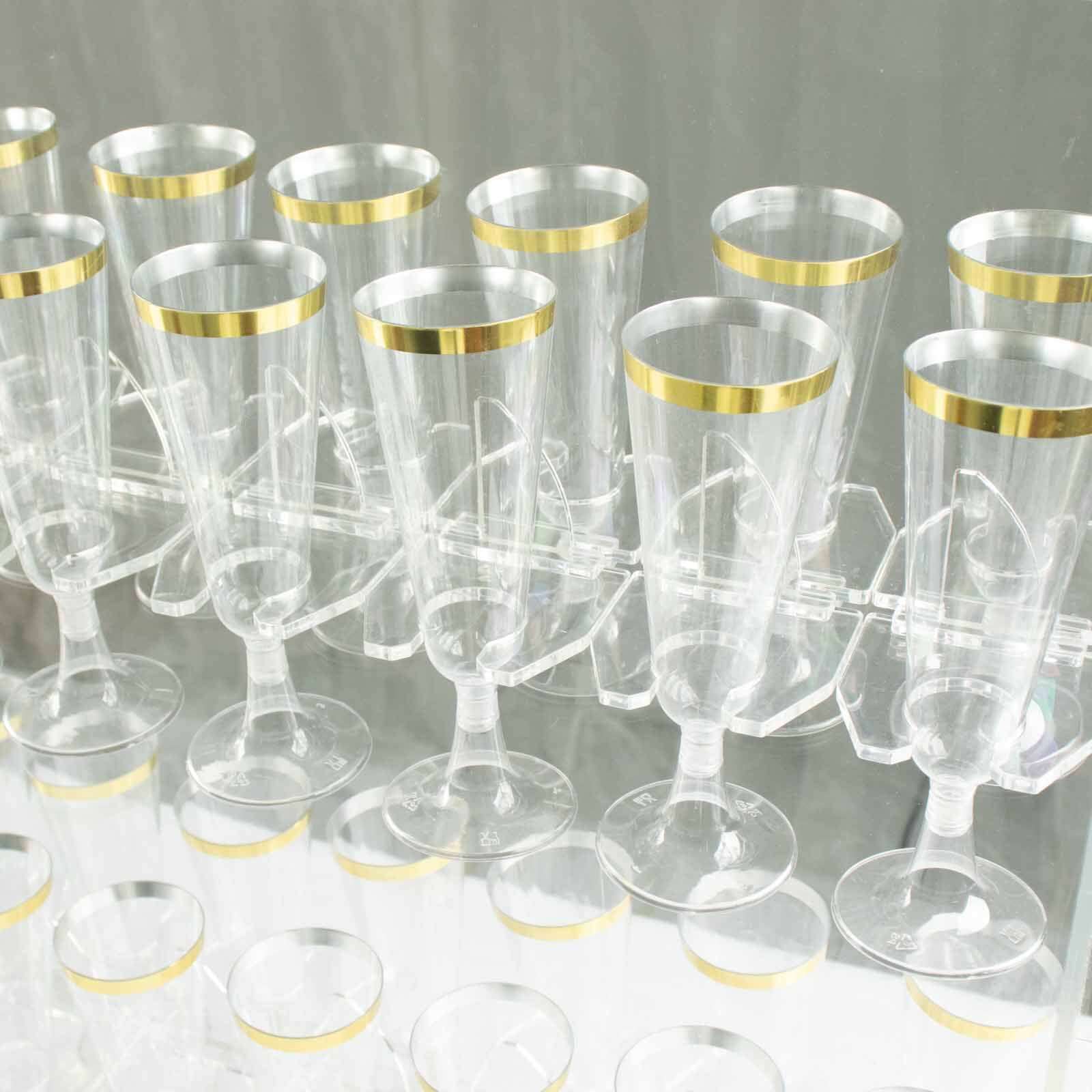 20-Pack Glass Holder Hooks Clear Acrylic for Double Sided Champagne Walls - Sturdy Stemware Rack Flute Display Holders for Stylish Drink Presentation