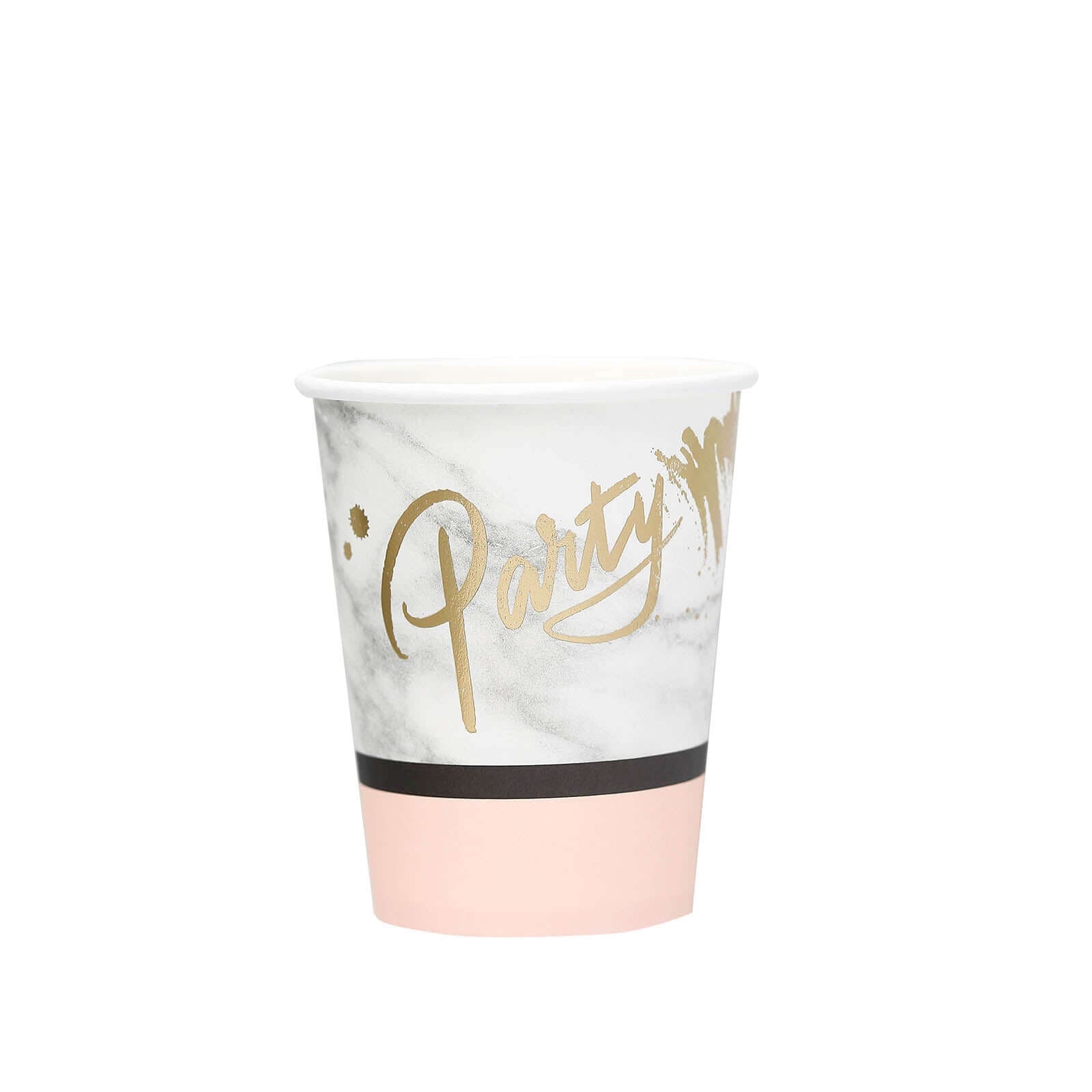 24-Pack Paper Cups in Blush with Marble Top - Stylish Disposable Party Cups for Hot & Cold Beverages 9oz