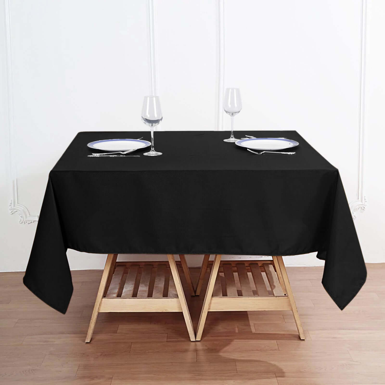 Premium Polyester Square Tablecloth 70x70 Black 220GSM Wrinkle-Resistant Table Cover