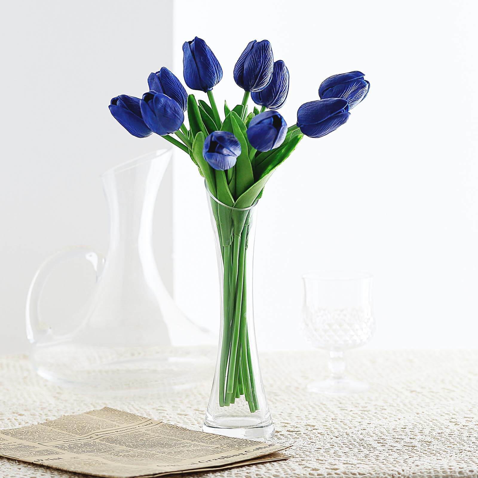 10 Stems 13 Royal Blue Real Touch Artificial Foam Tulip Flowers