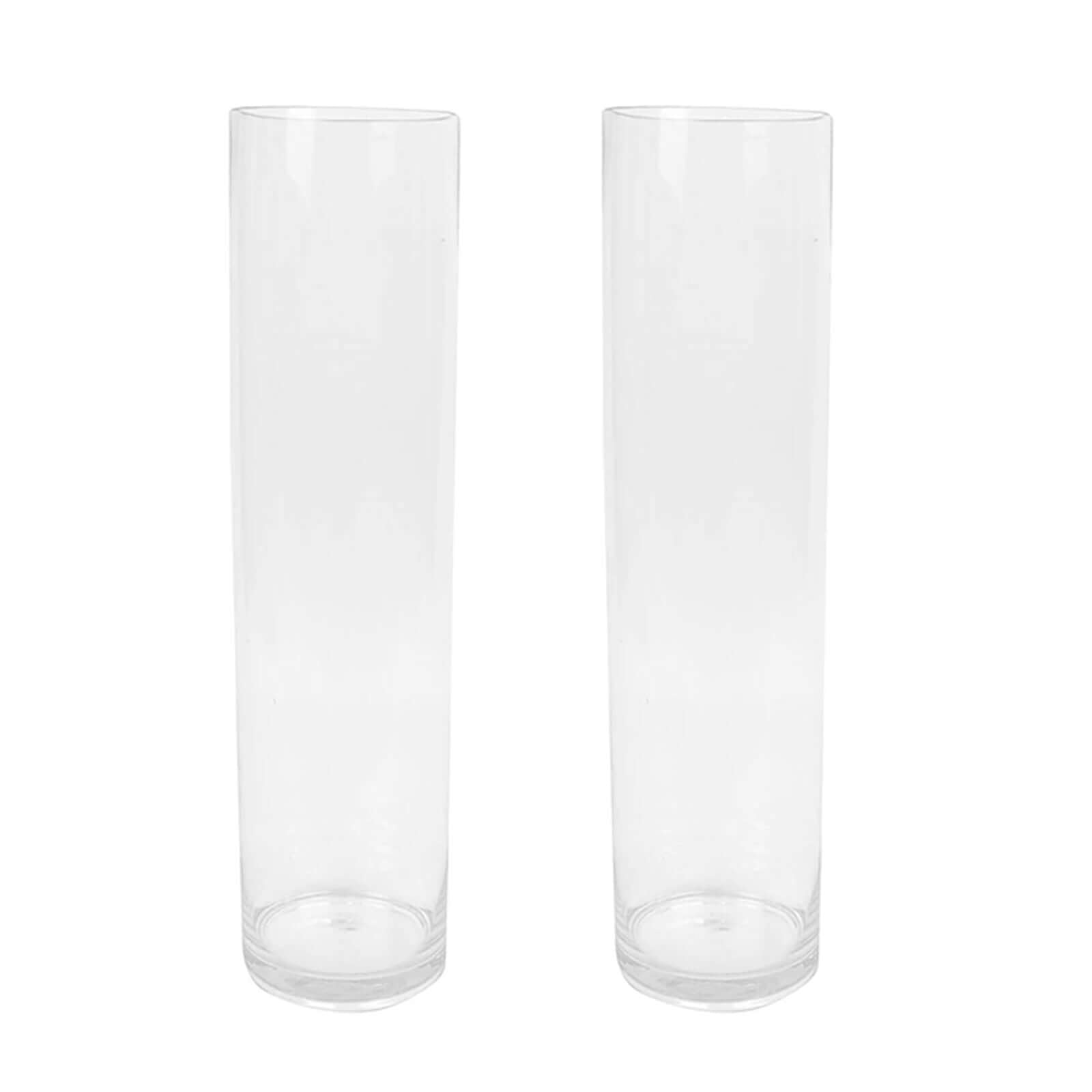 2-Pack Glass Flower Vases Cylinder Design Heavy Duty Clear - Stylish Centerpieces for Weddings 32