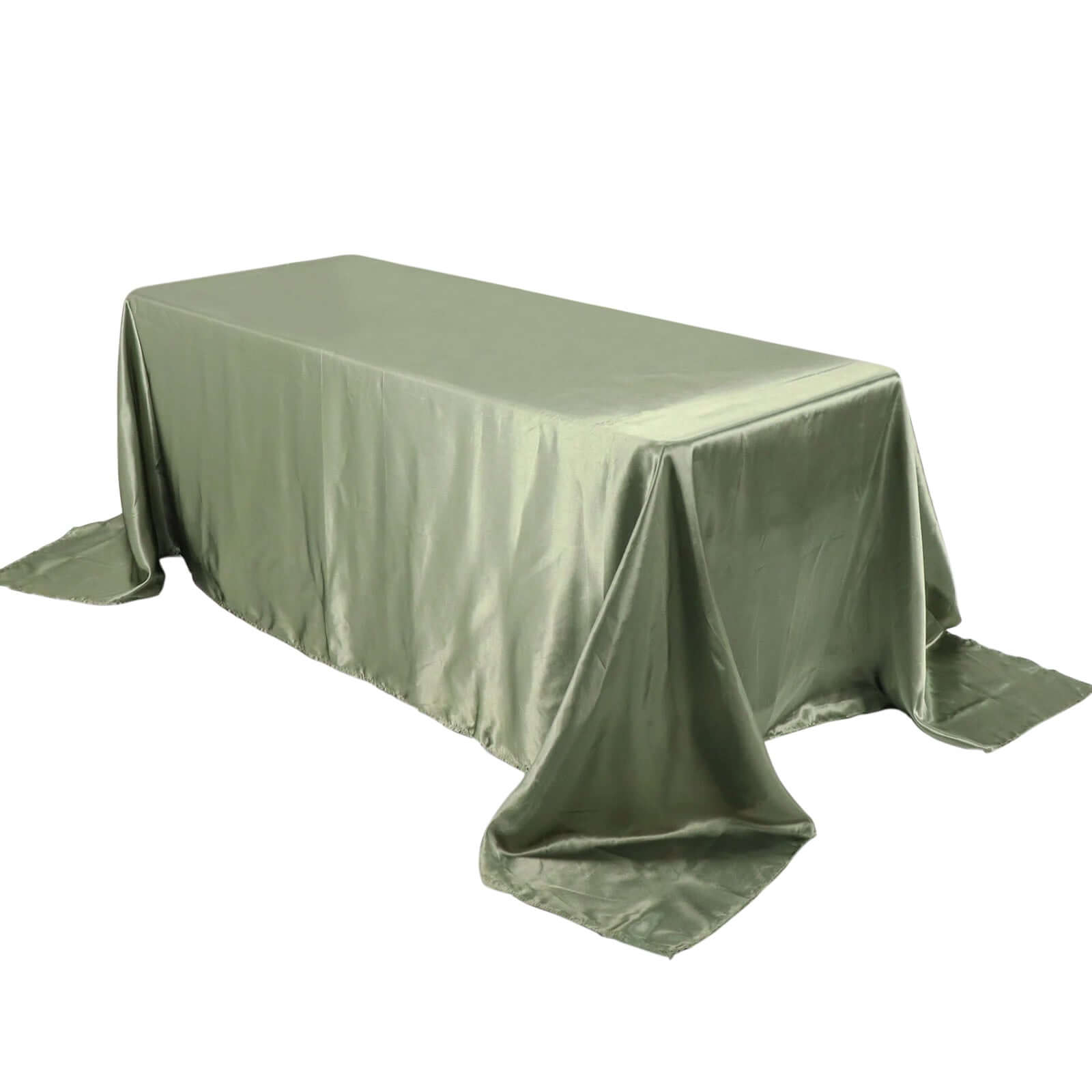 Satin Rectangular 90x132 Tablecloth Dusty Sage Green Satin - Seamless Table Cover