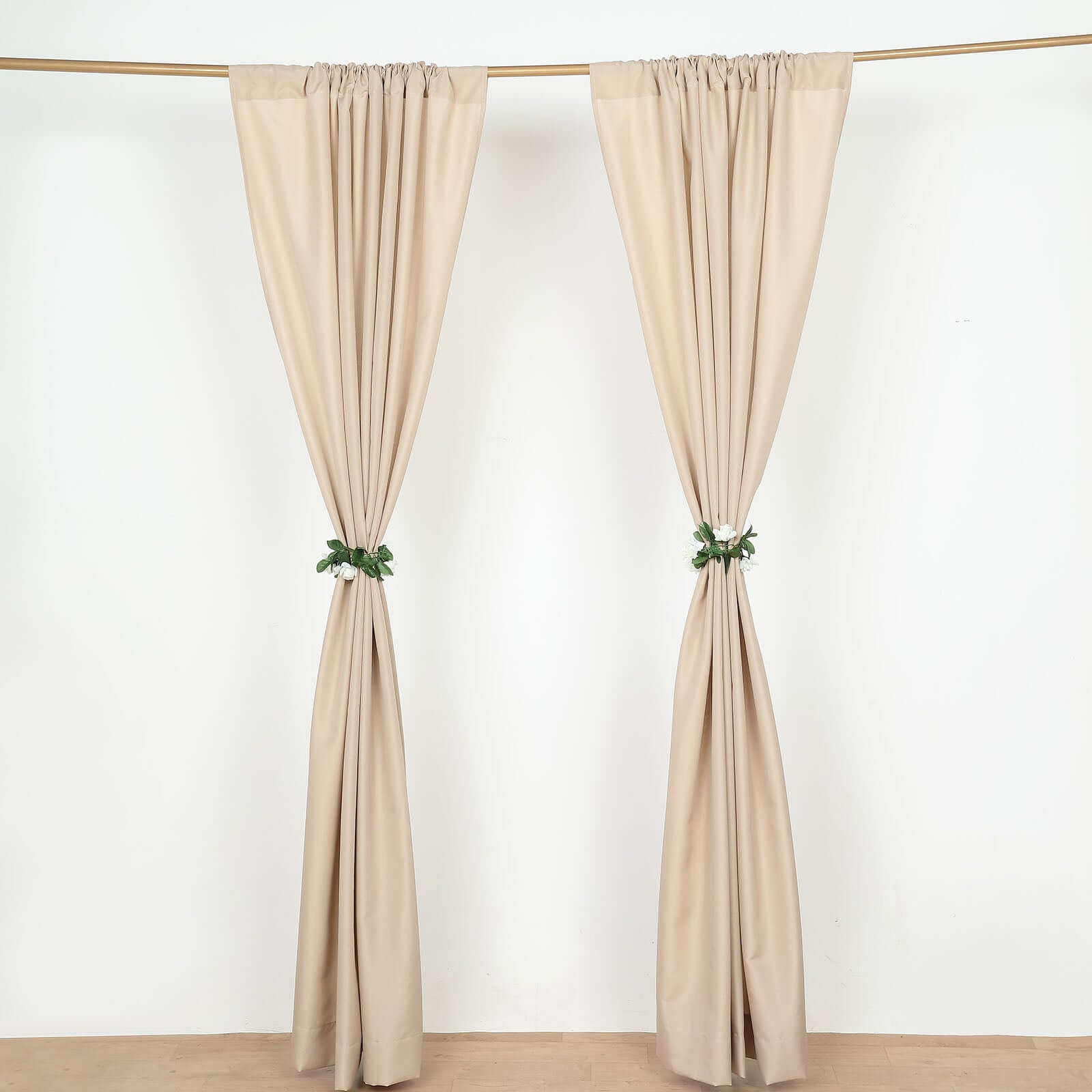 2 Pack Nude Polyester Event Curtain Drapes, 10ftx8ft Backdrop Event Panels With Rod Pockets 130 GSM