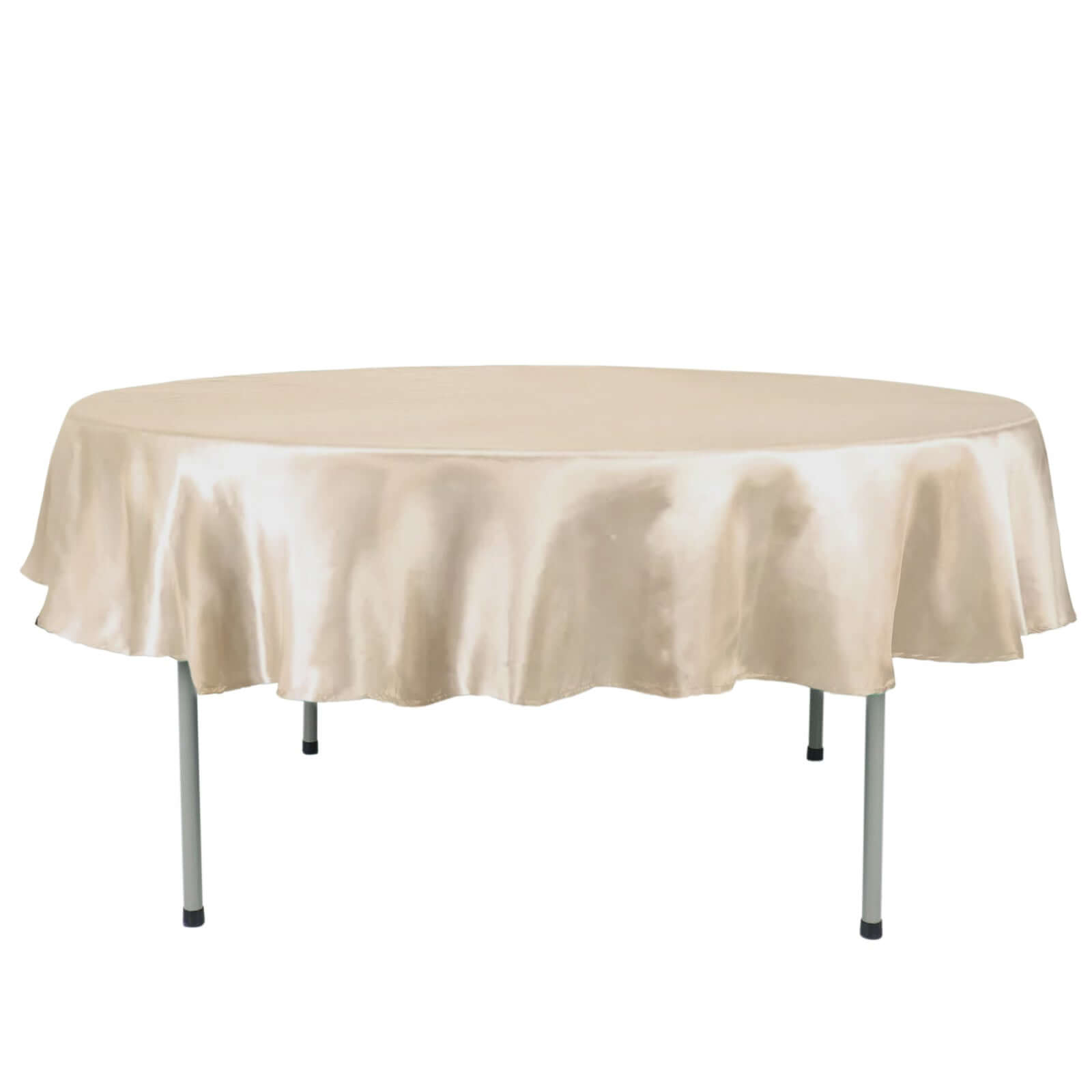 Satin 90 Round Tablecloth Beige - Smooth and Lustrous Table Cover