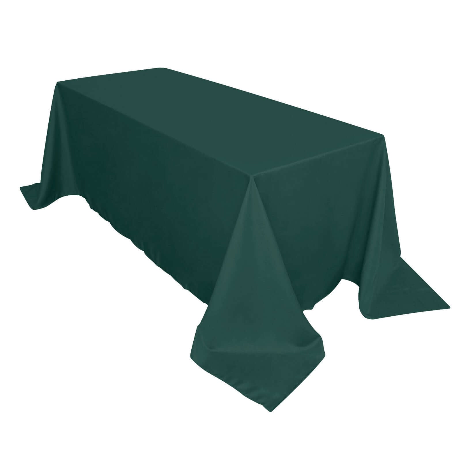 Polyester 90x132 Rectangle Tablecloth Hunter Emerald Green - Seamless Wrinkle-Resistant Table Cover