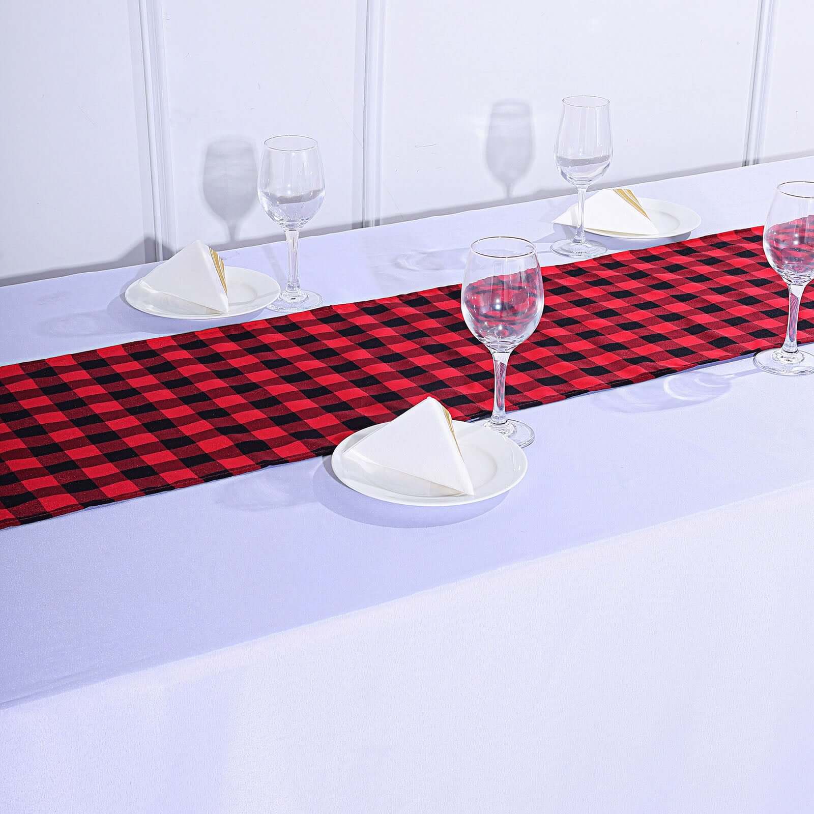 Polyester 14x108 Table Runner Black/Red Gingham Buffalo Plaid - Checkered Outdoor Table Runner