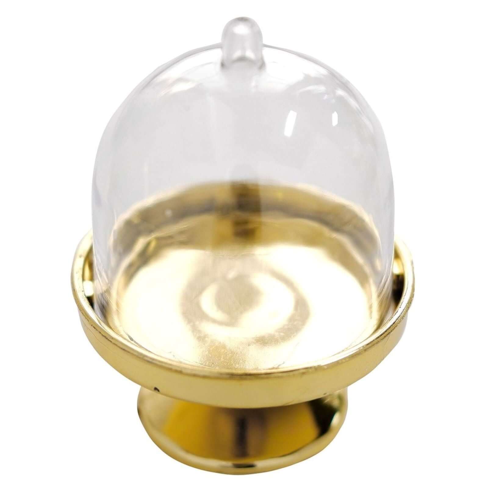 12-Pack Fillable Mini Pedestal Candy Container Clear/Gold- Stylish Candy Treat Favor Containers with Dome Lid 3