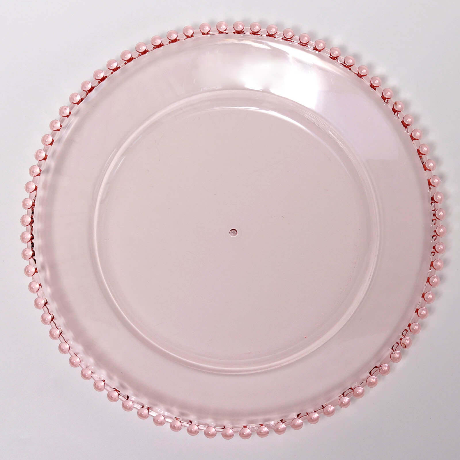 6-Pack Acrylic Round Charger Plates 13 in Transparent Blush with Beaded Rim, Decorative Dinner Party Serving Plates