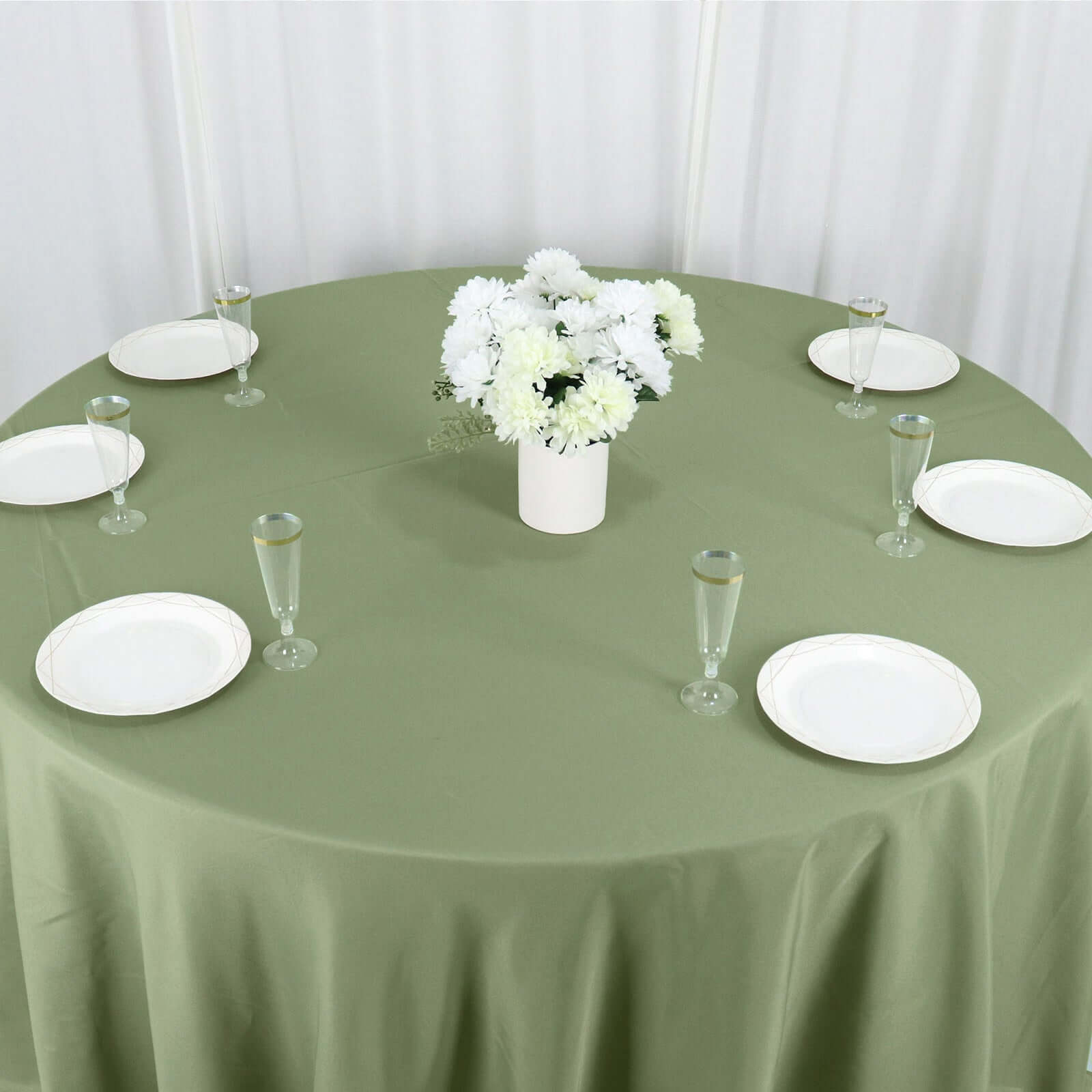 Polyester 132 Round Tablecloth Dusty Sage Green - Seamless Chic Table Cover