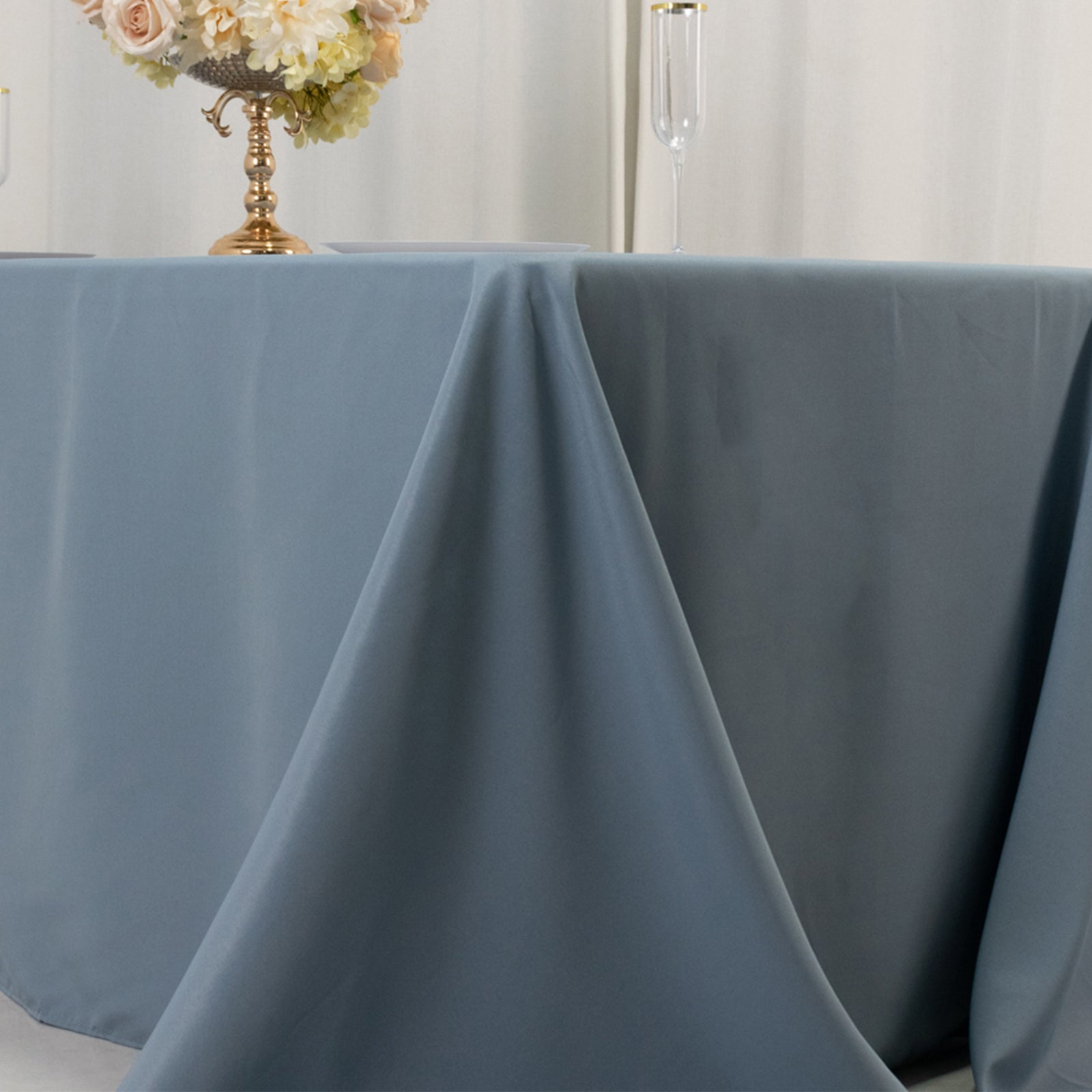 Premium Polyester 90x132 Rectangle Tablecloth Dusty Blue - Seamless 220GSM Stain-Resistant Table Cover