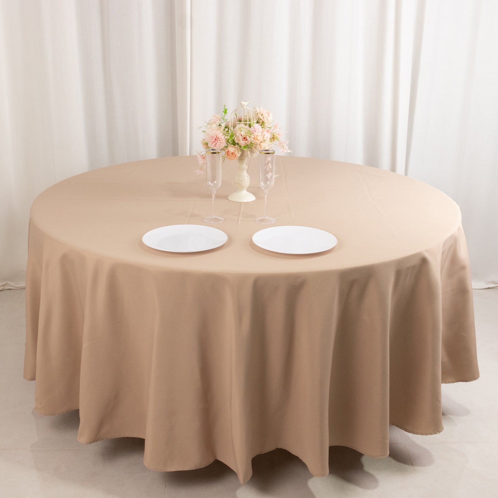 Premium Polyester 108 Round Tablecloth Nude - Wrinkle-Resistant 220GSM Table Cover