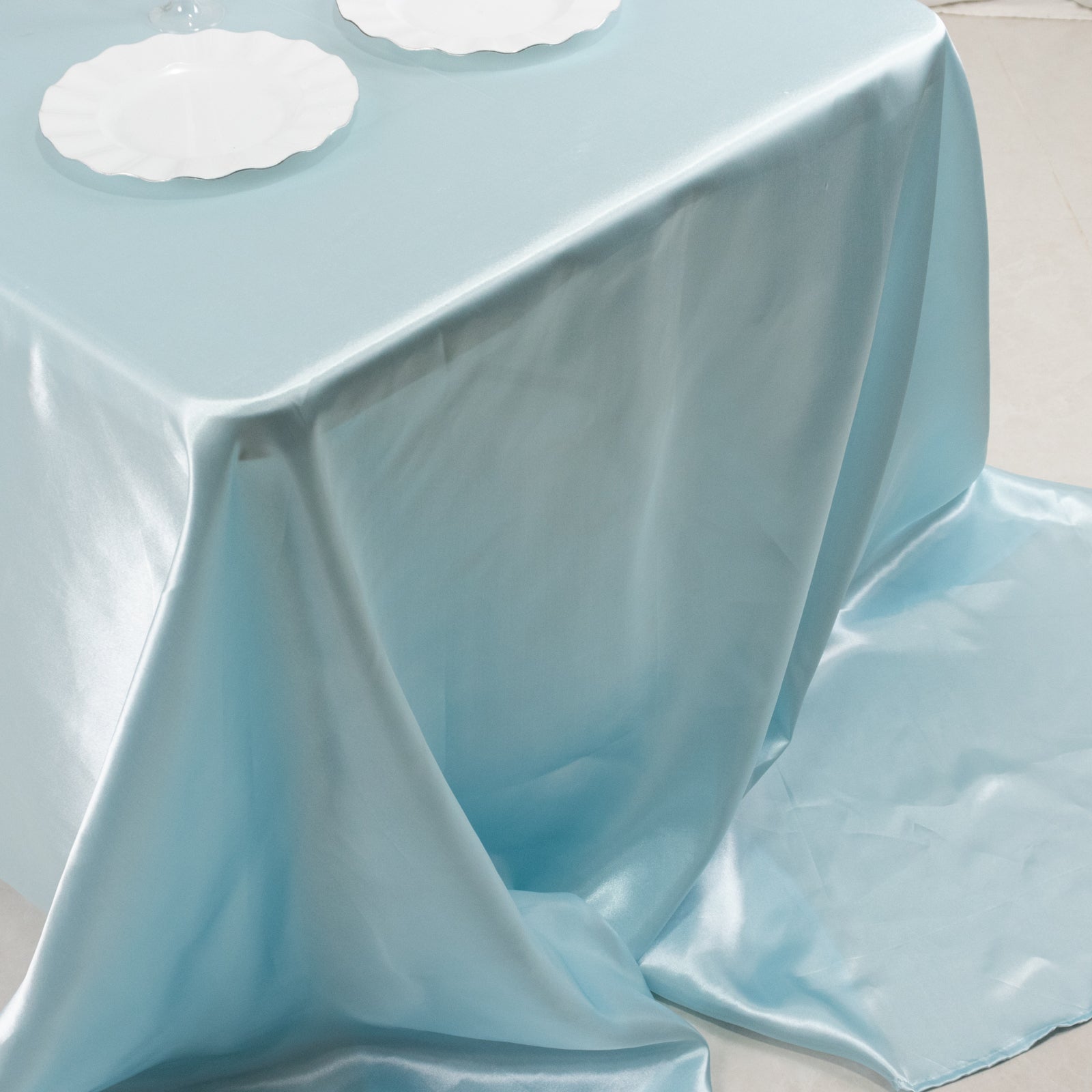 Satin Rectangular 90x156 Tablecloth Light Blue - Seamless Table Cover